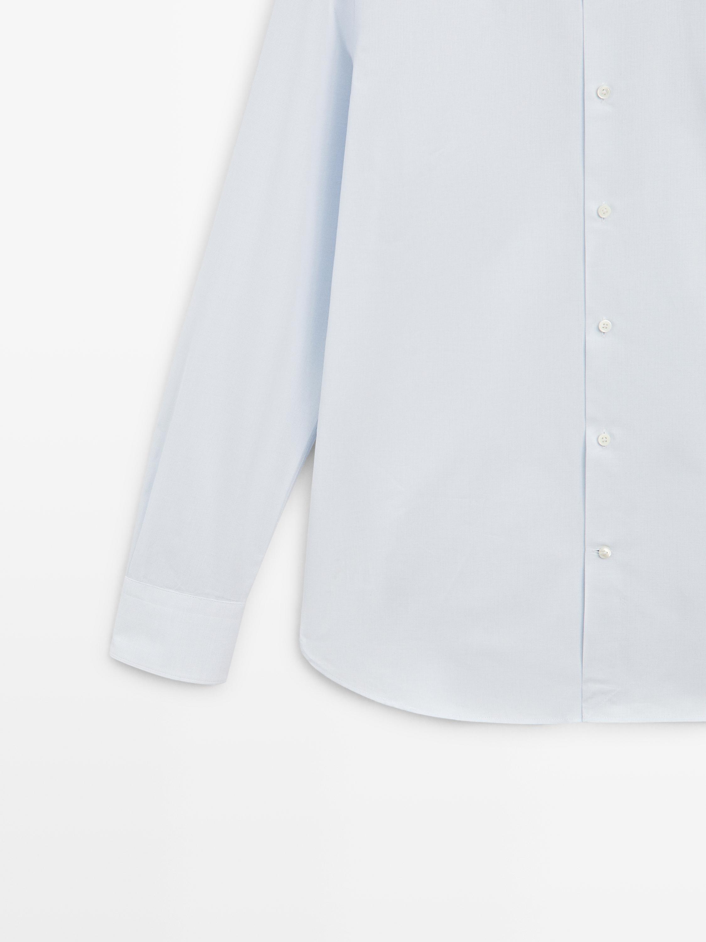 100% cotton textured shirt — Sky blue