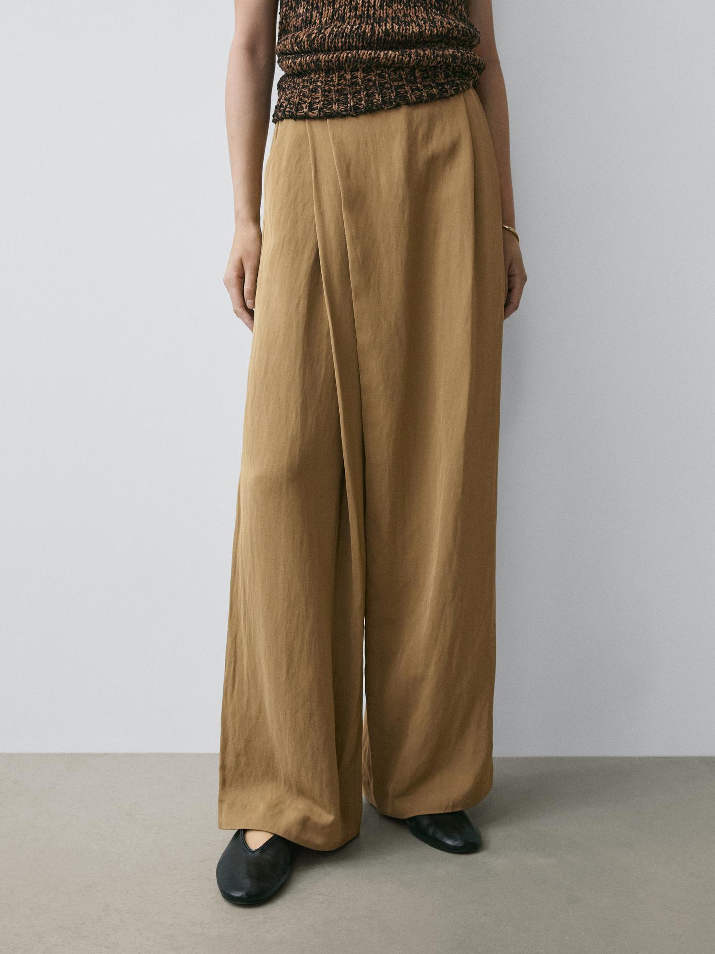 Pantalón fluido pareo · Beige · Pantalón | Massimo Dutti