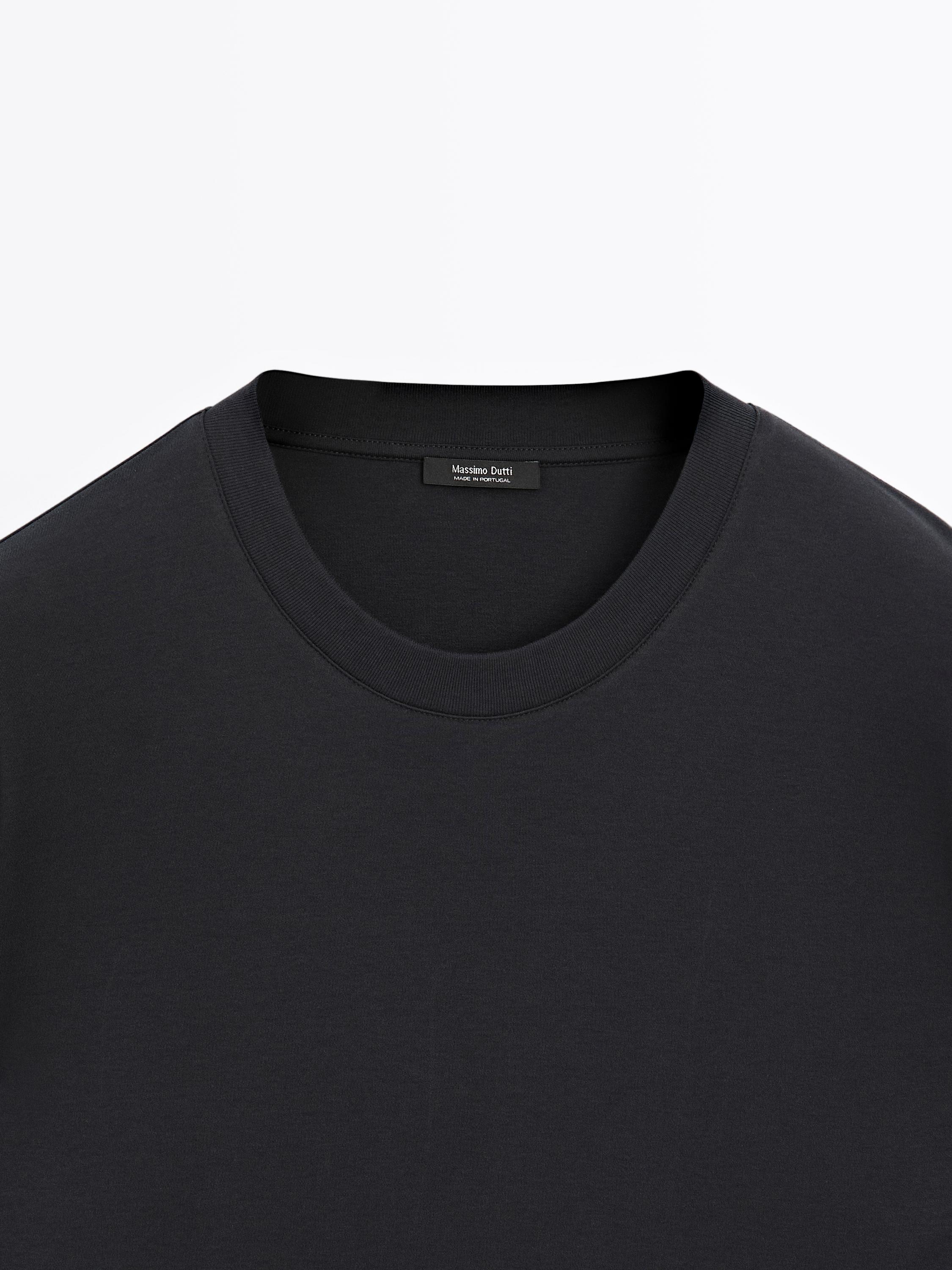 Long sleeve medium weight cotton T-shirt — NAVY BLUE