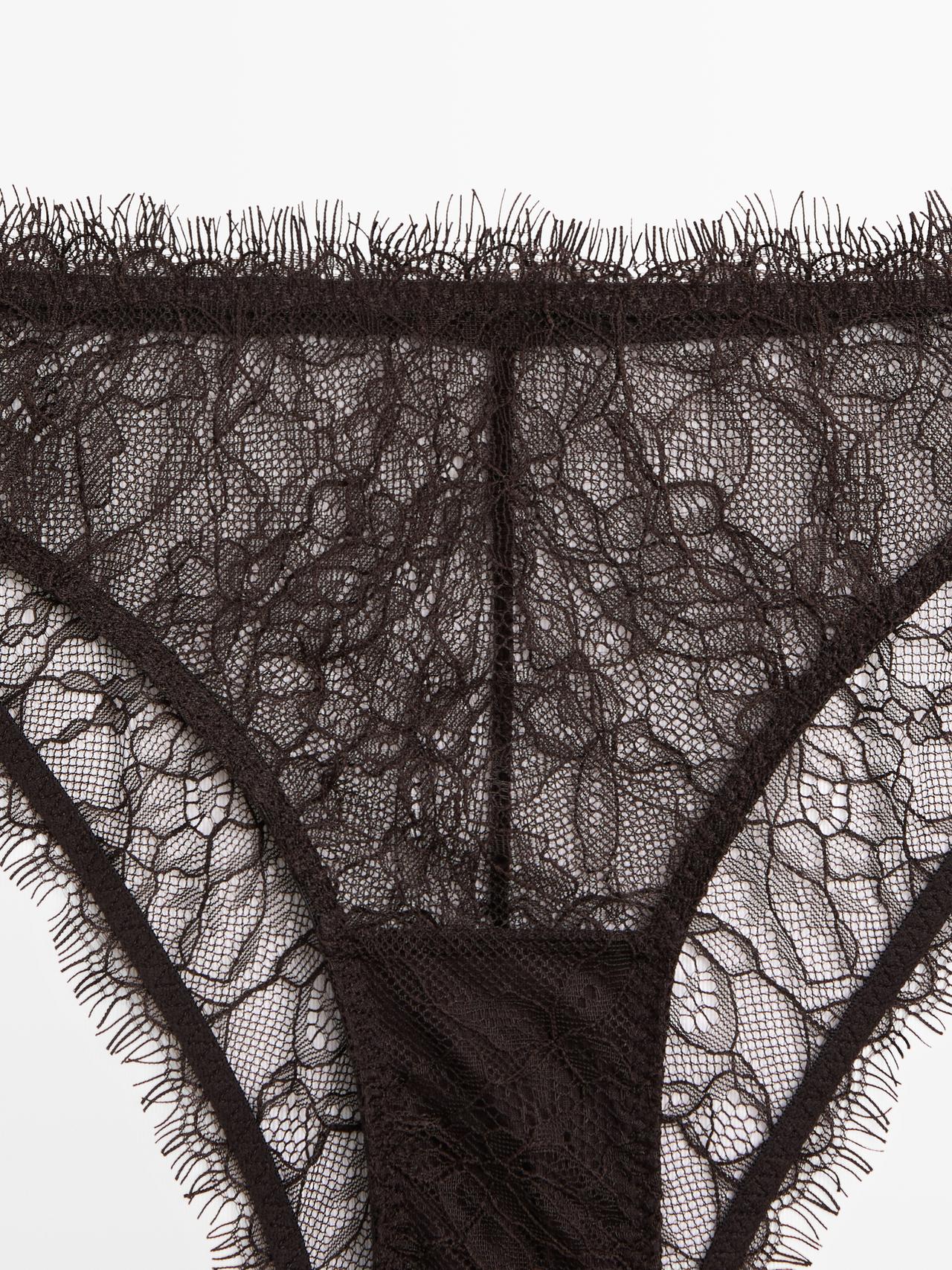 Floral lace briefs — BROWN