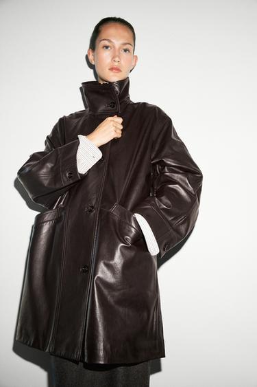 Nappa leather jacket with pocket detail — BROWN 8
