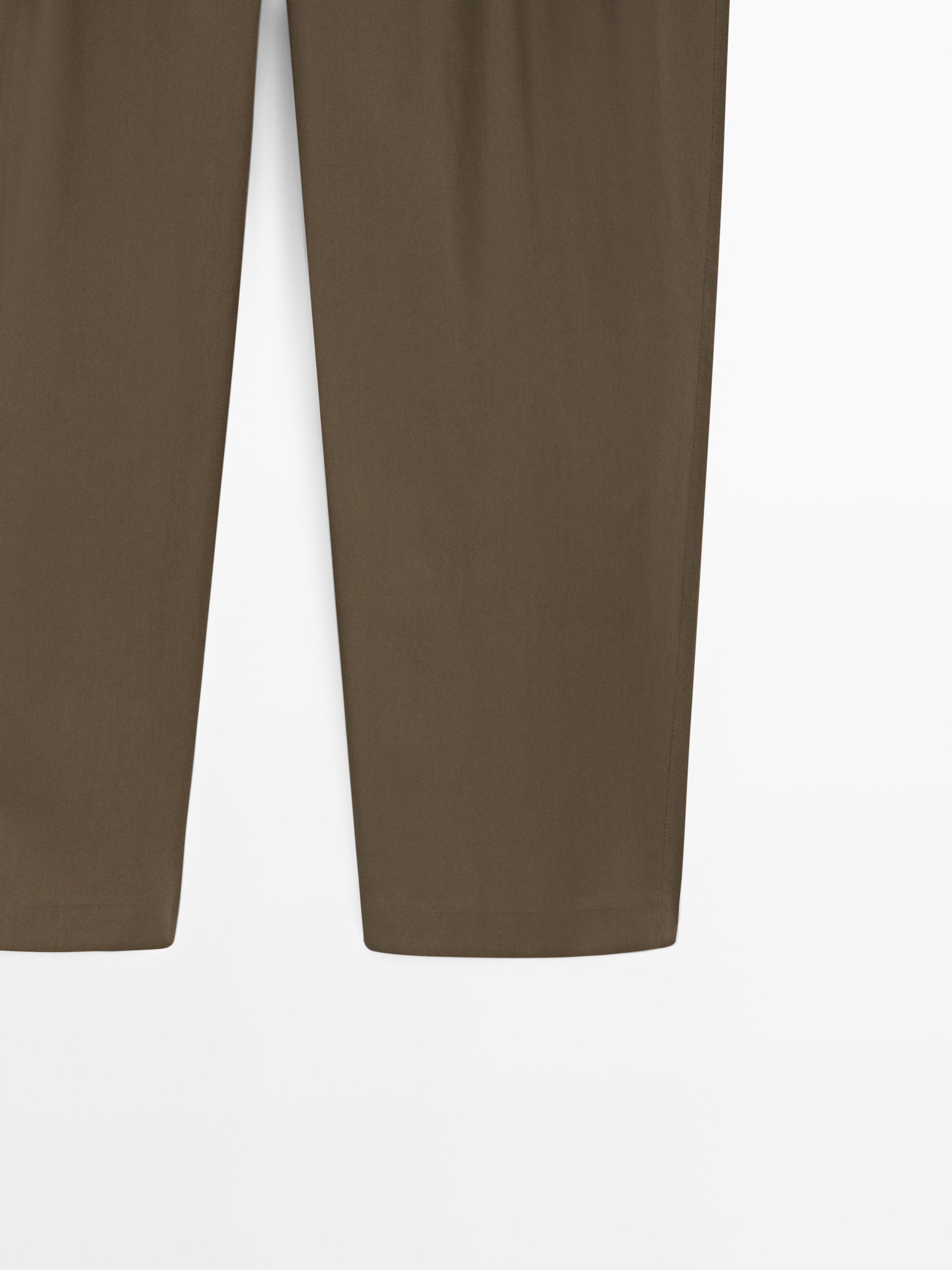 Cotton trousers with double darts — DARK GREEN