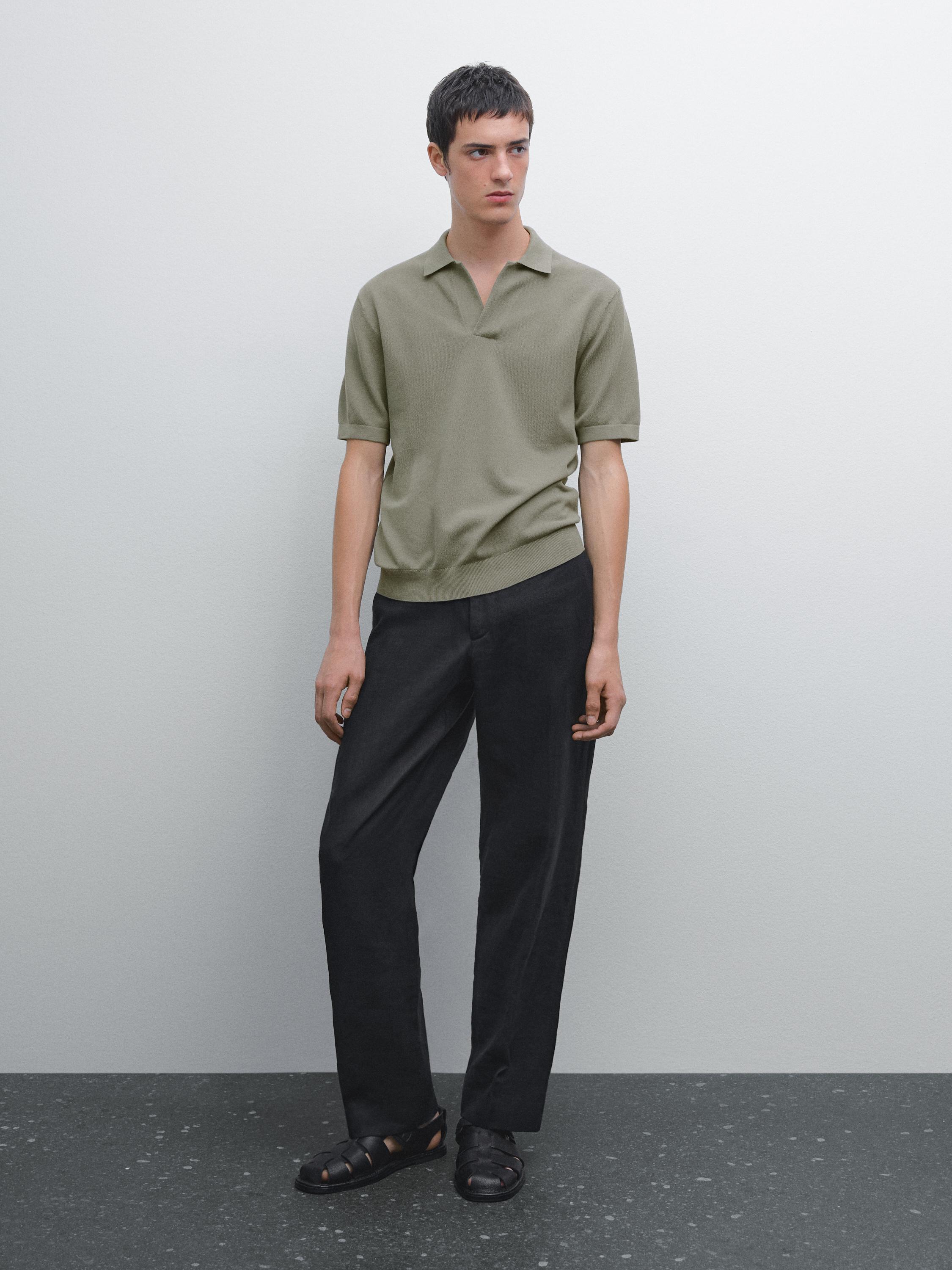 Knit V-neck polo shirt