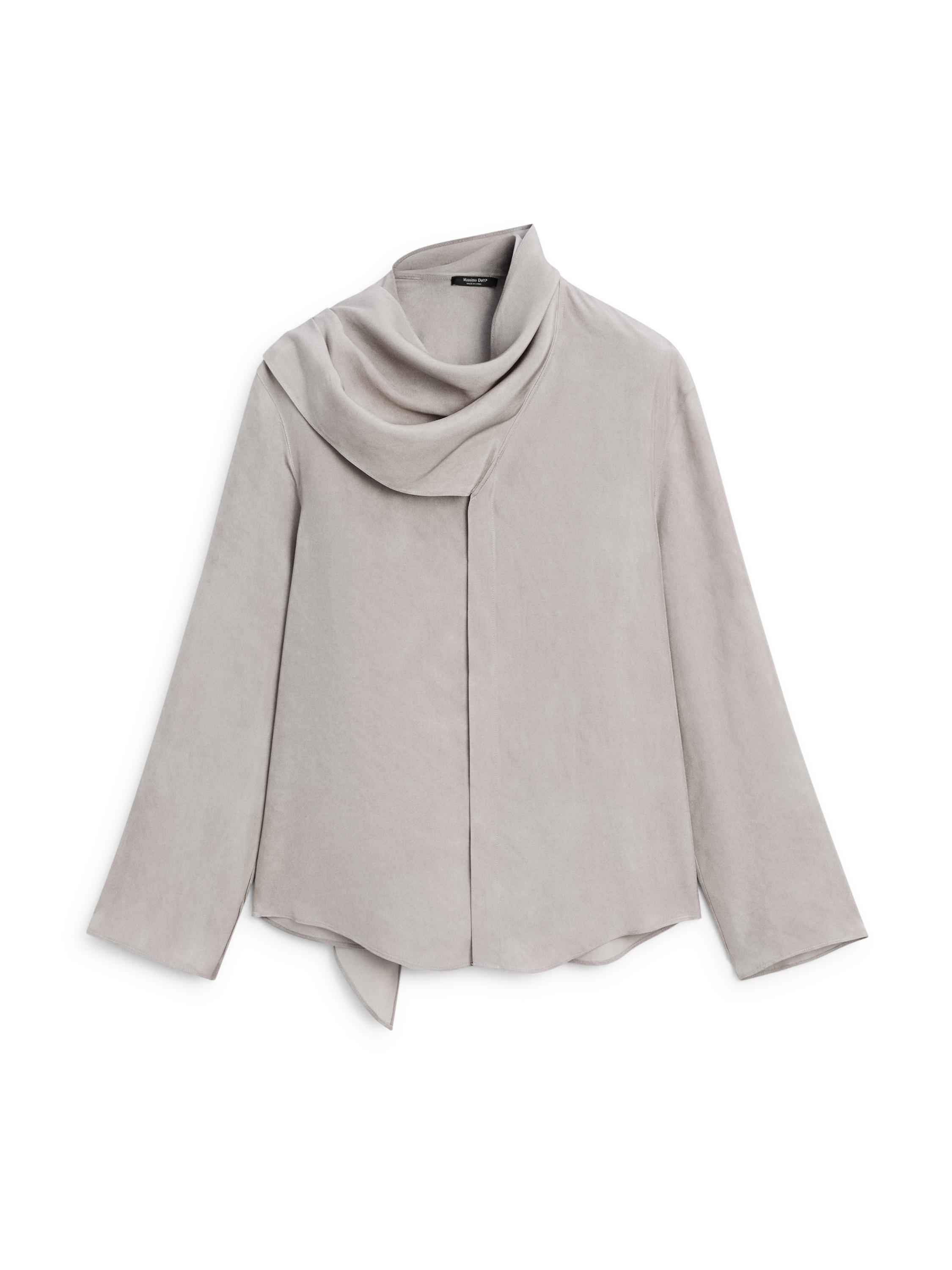 Flowing shirt with scarf detail — GREY