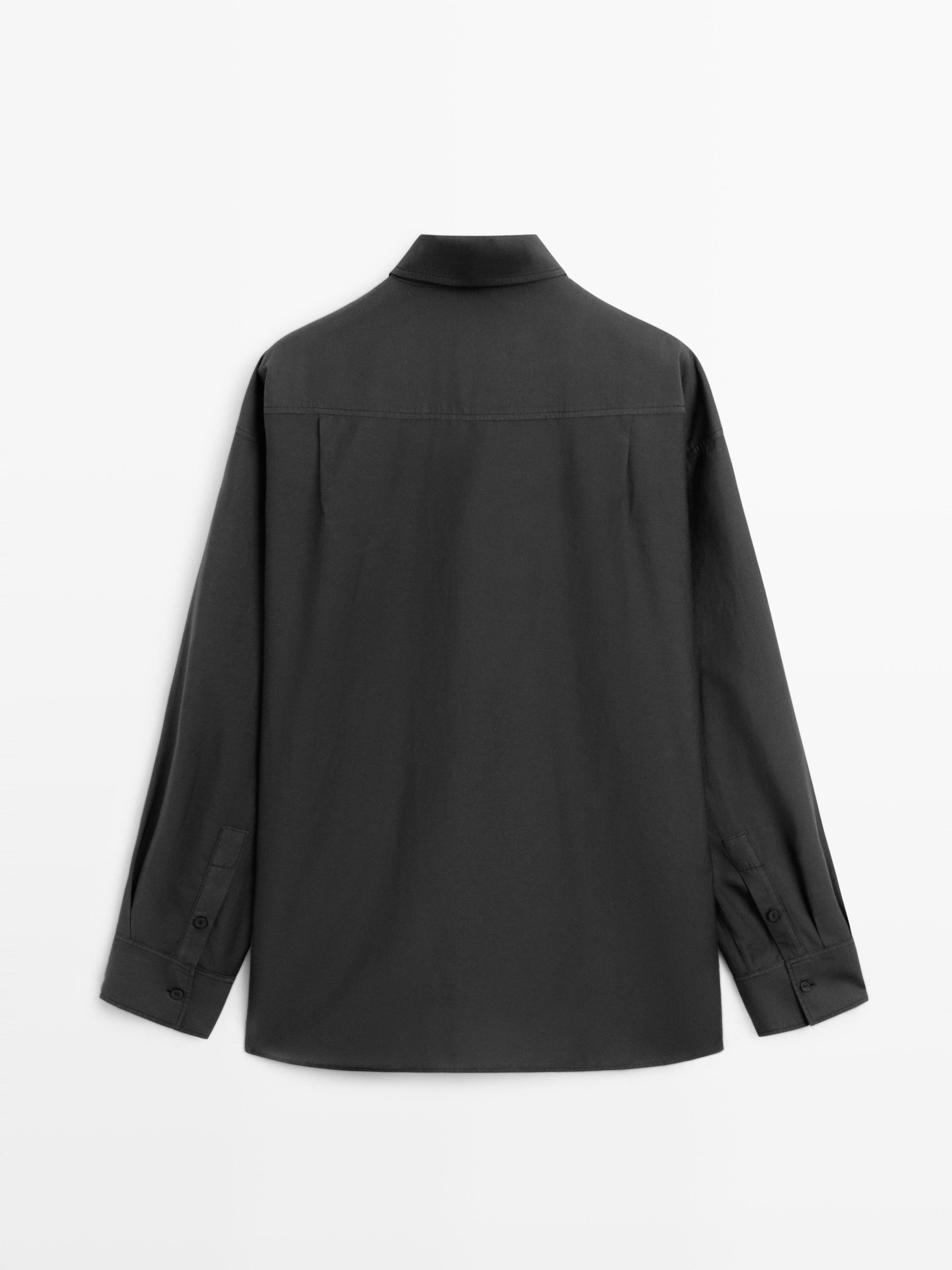 Flowing cotton-silk shirt — BLACK