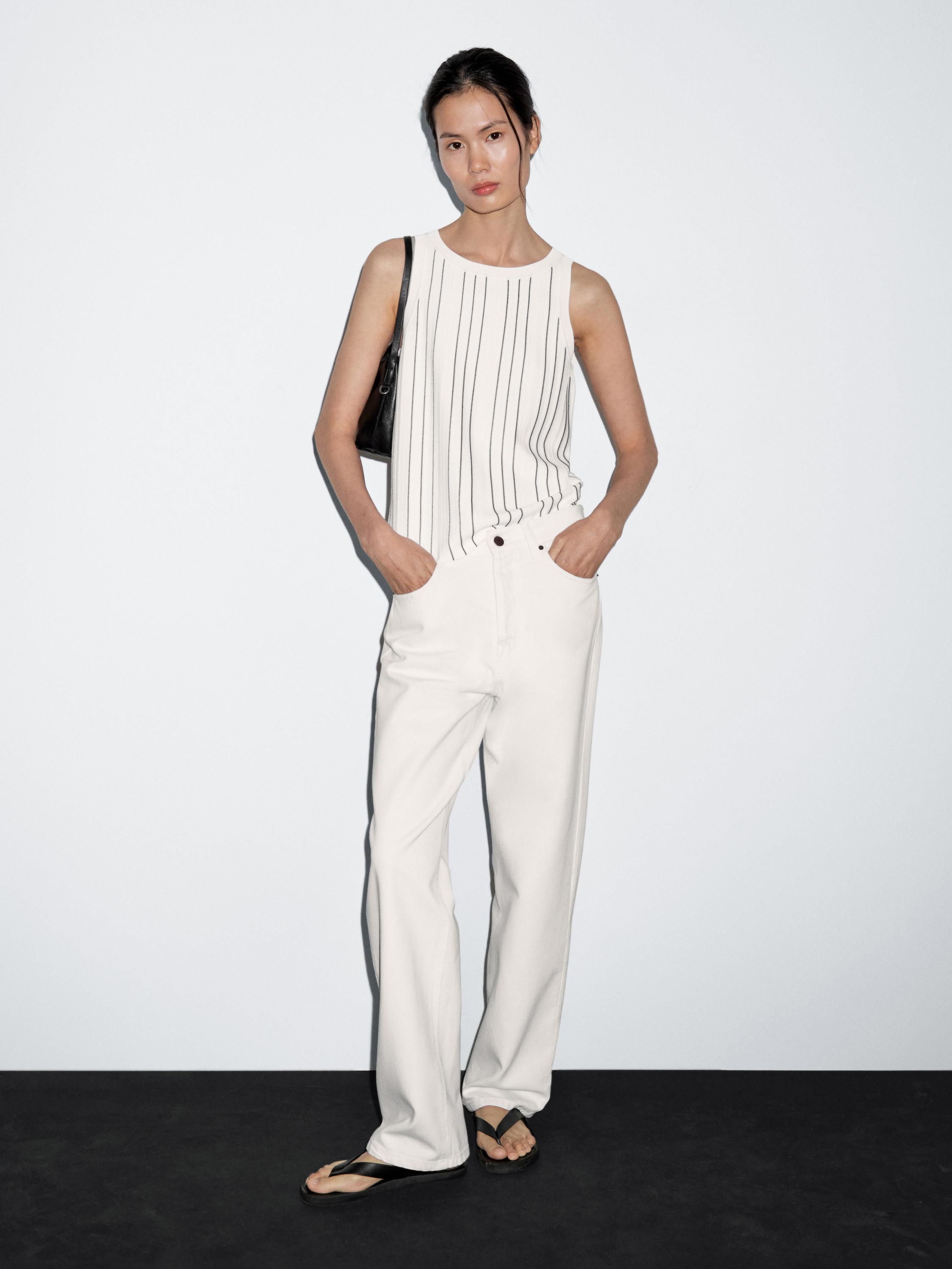 Knit top with striped detail