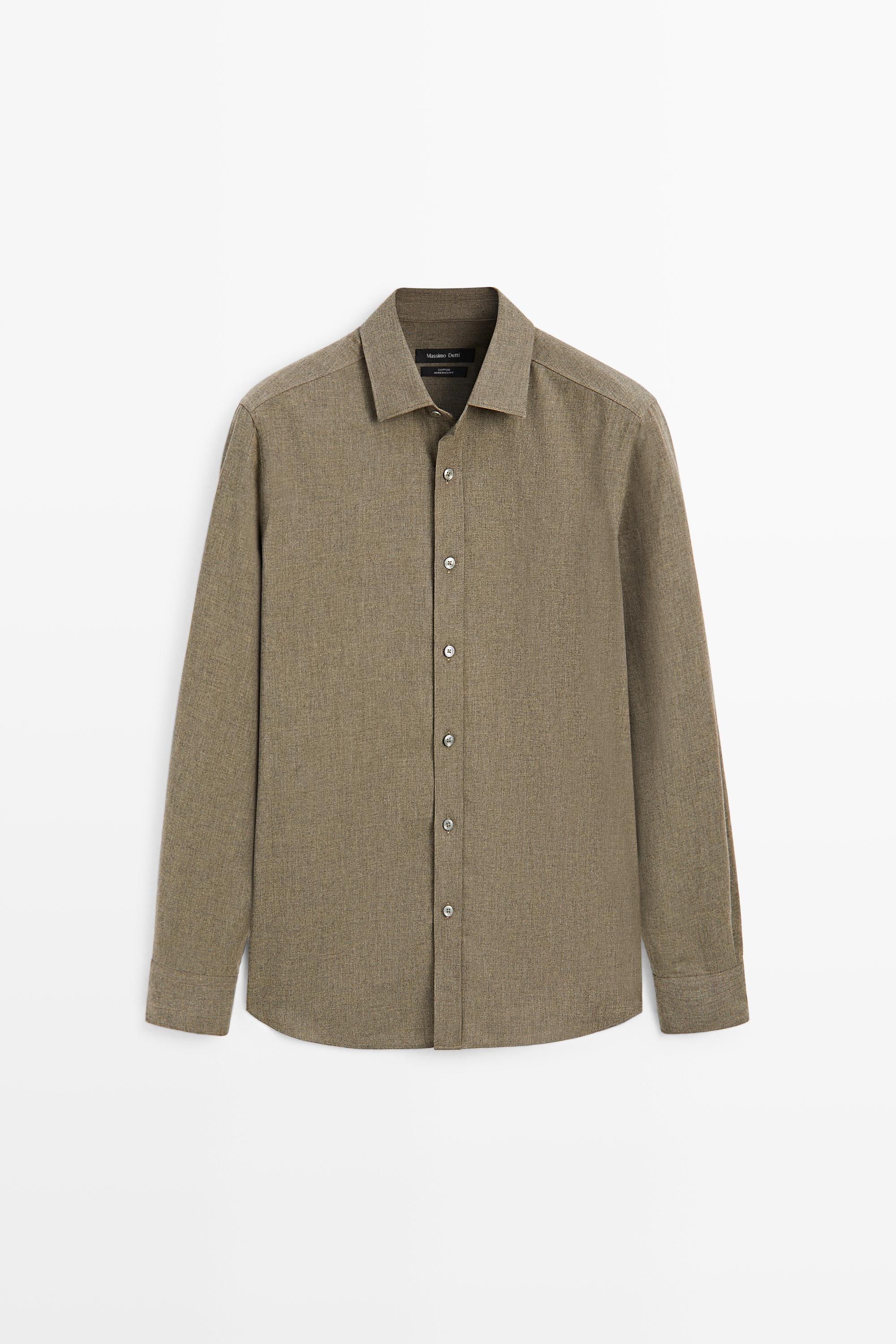 Massimo Dutti %100 Pamuklu Melanj Fitilli Regular Fit Gömlek görsel 5