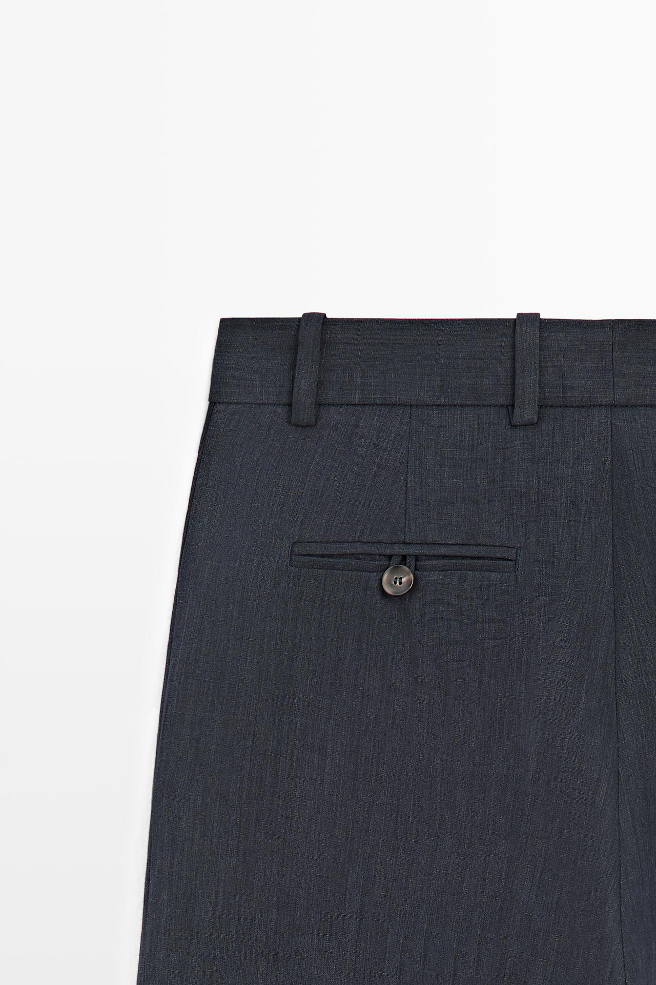 Melange linen suit pants — NAVY BLUE