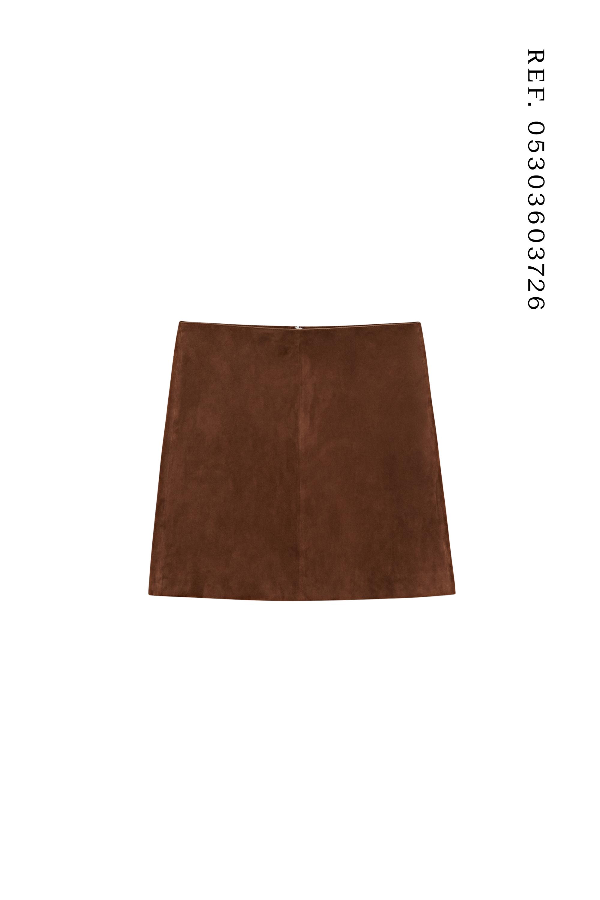 Suede leather mini skirt — MOLE BROWN
