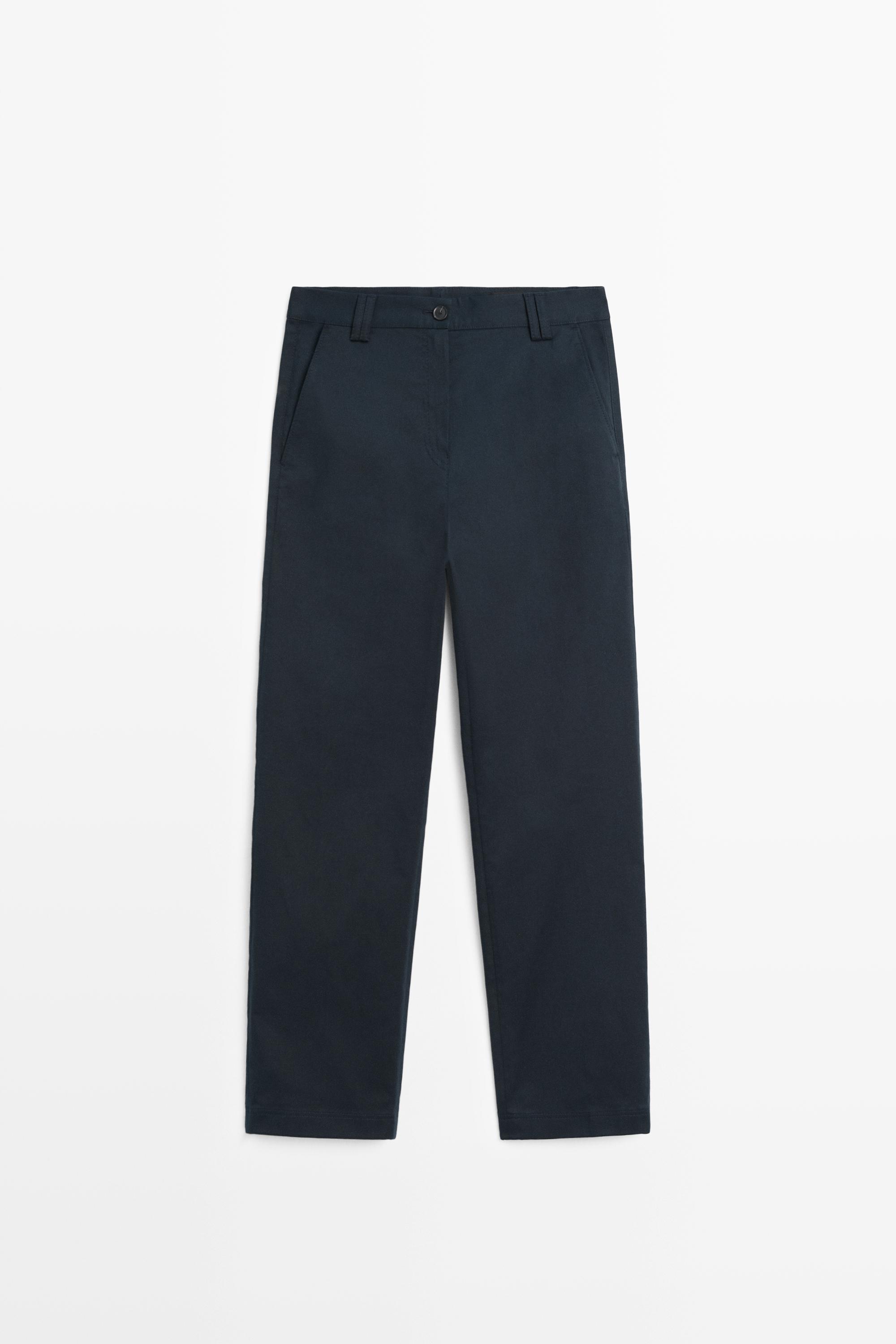 Stretch cotton blend mini flare pants — DEEP BLUE