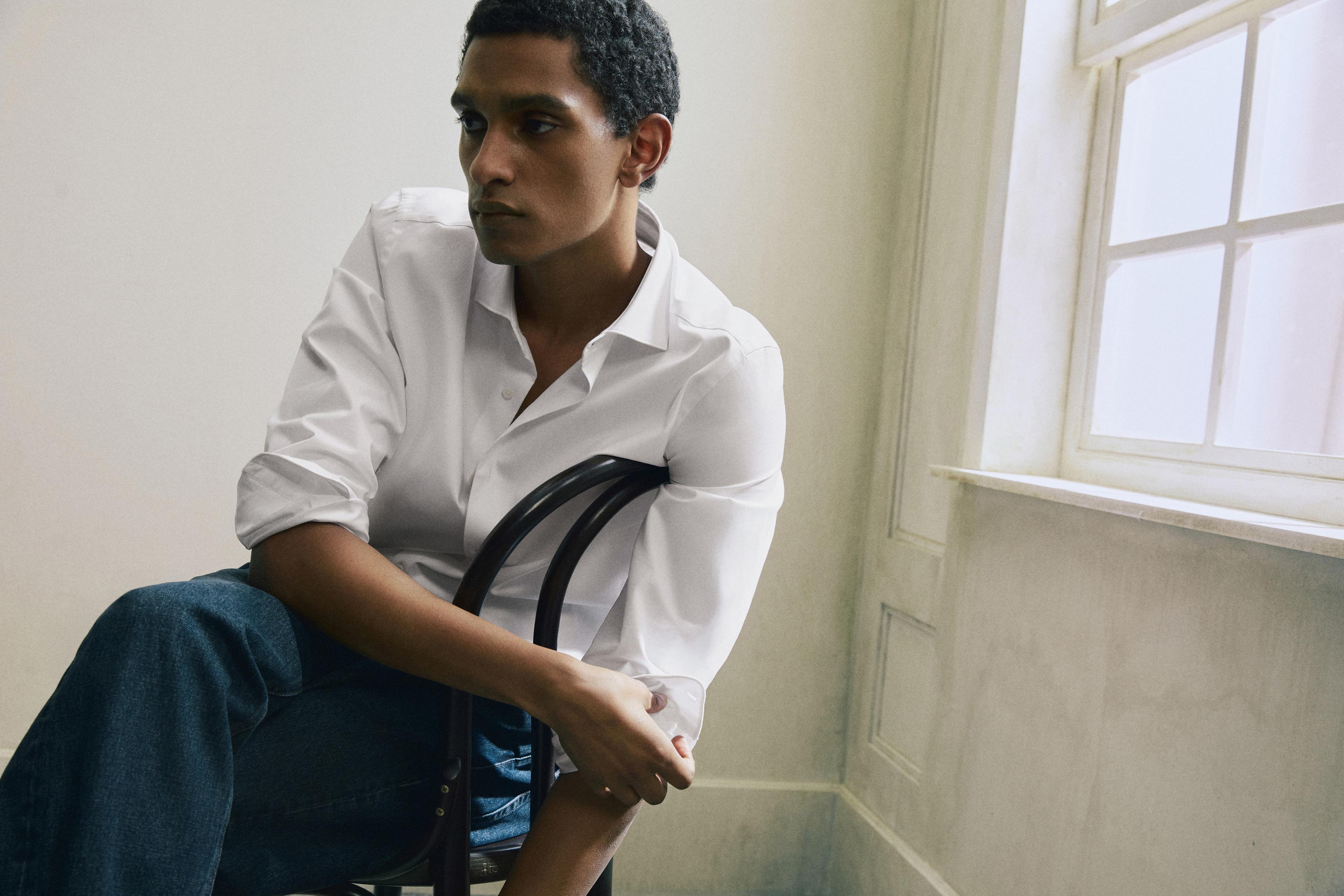 Slim fit 100% cotton shirt — WHITE