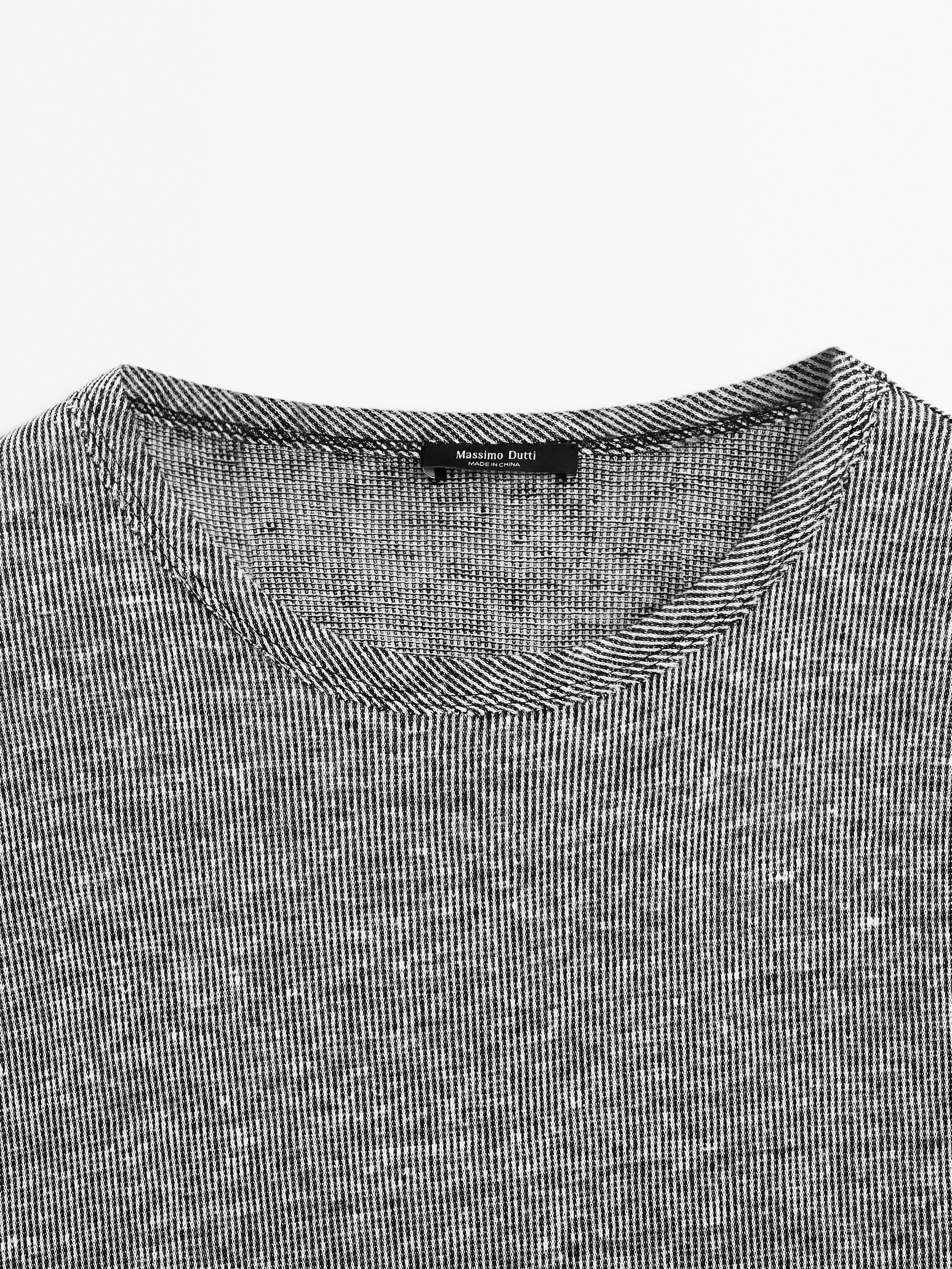 Camiseta manga corta rayas lino