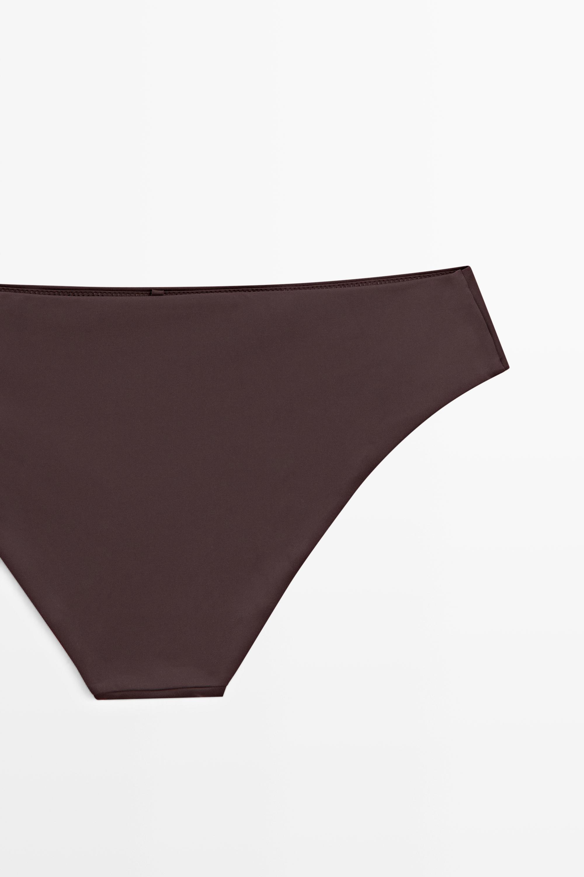Bikini bottoms with gathered detail — BROWN