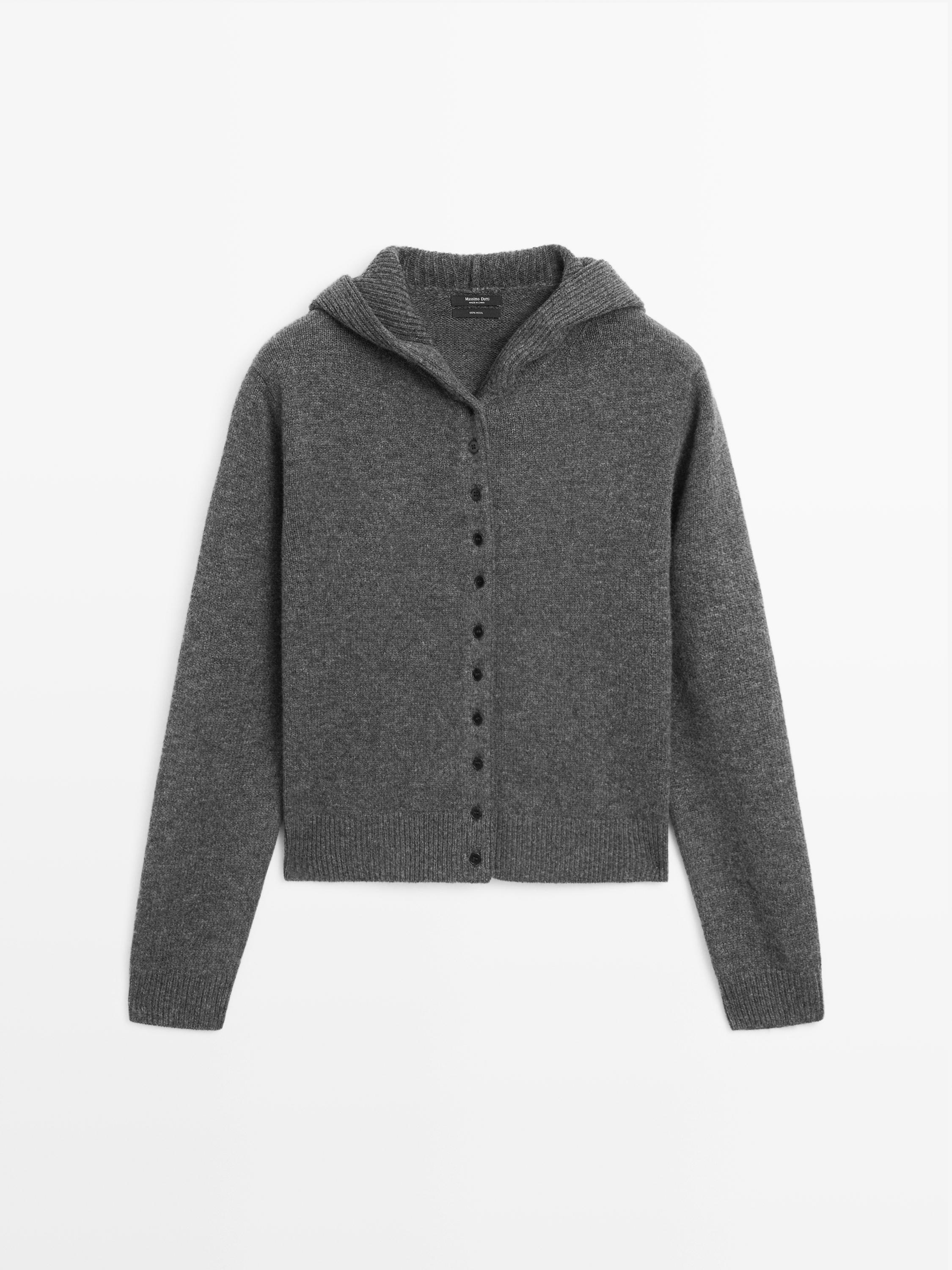 Cardigan à capuche 100 % laine