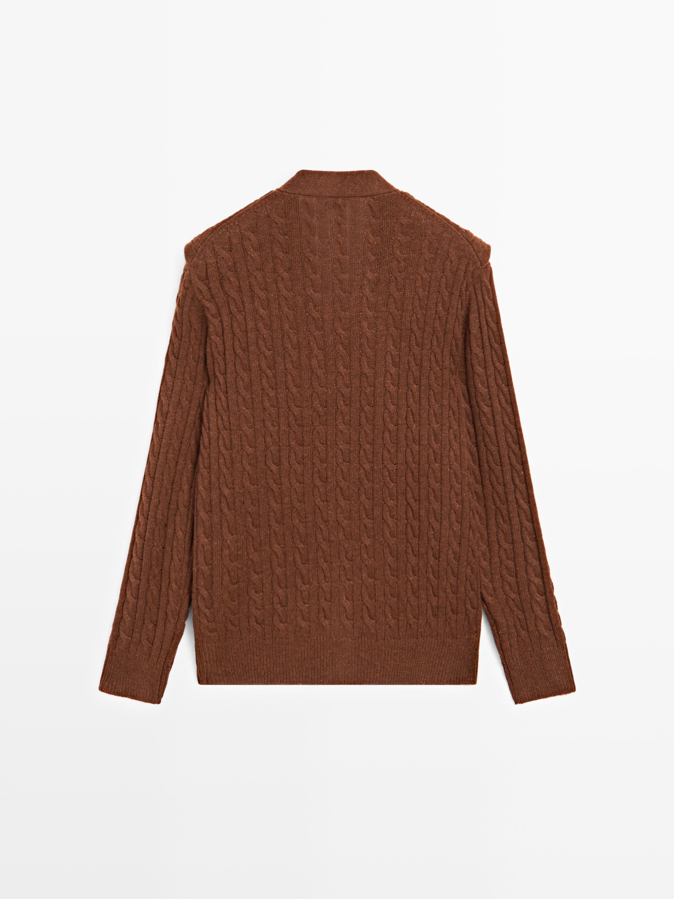 Wool blend cardigan with scarf detail
