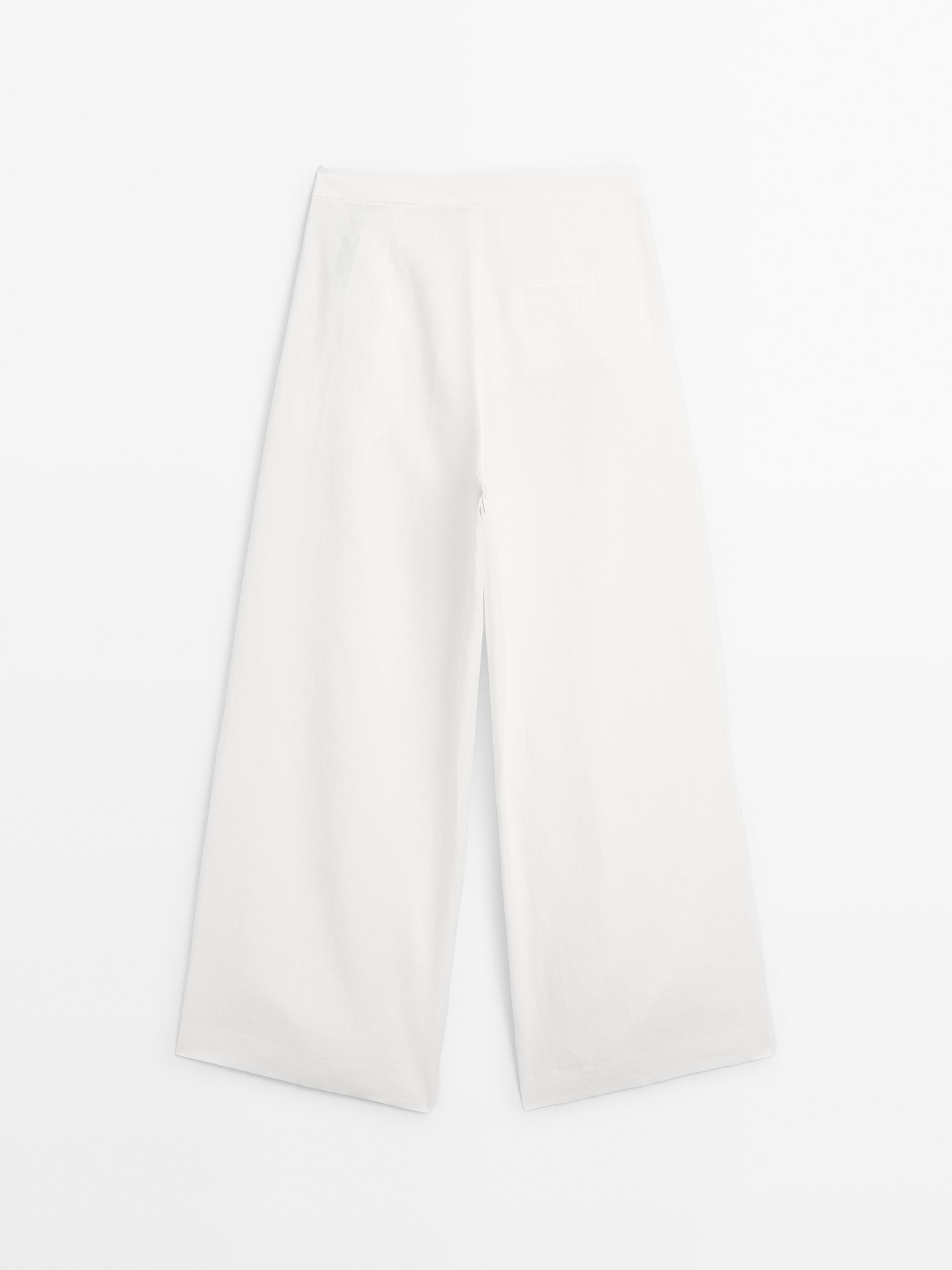 100% linen darted suit trousers