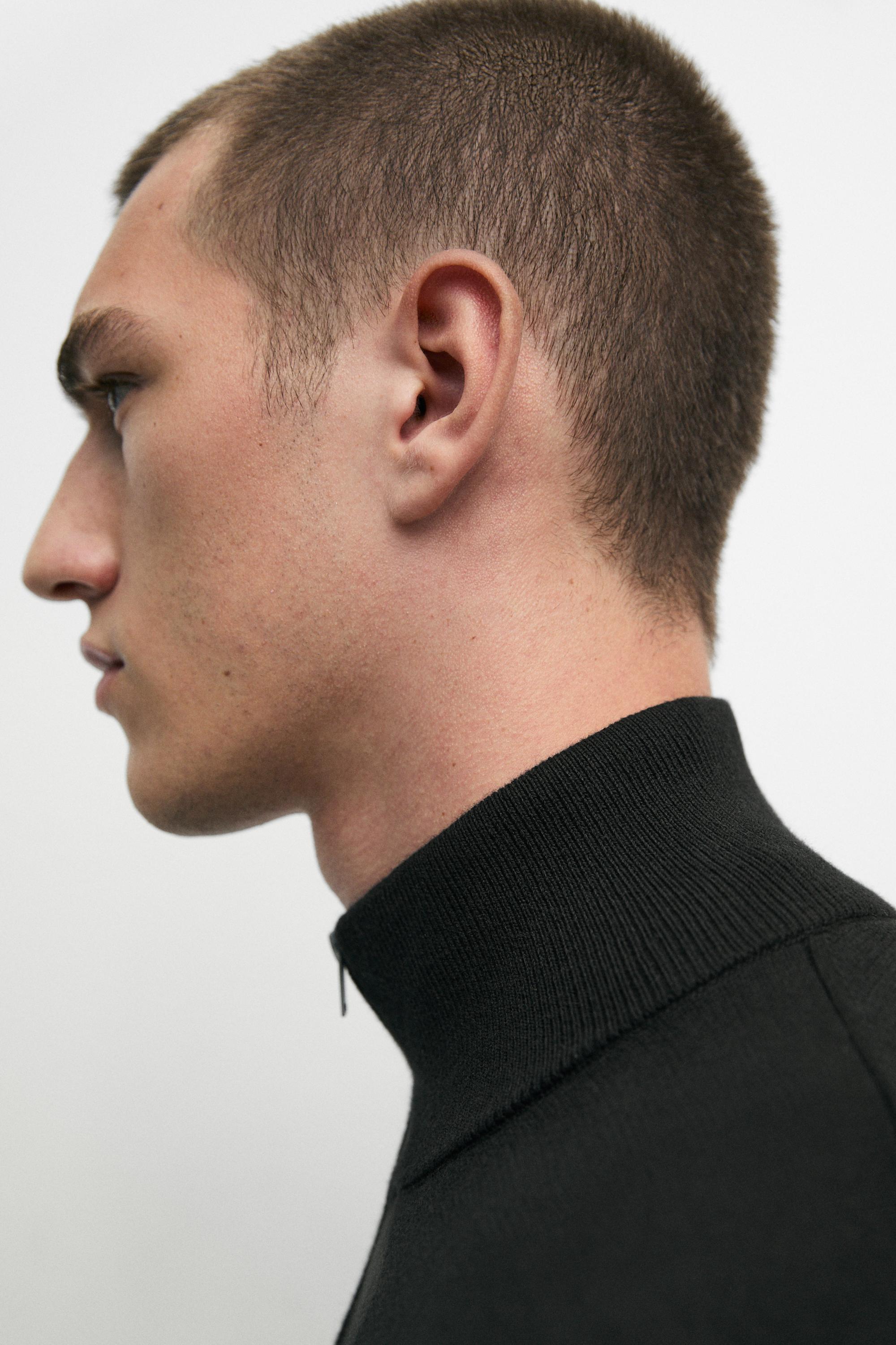 100% cotton knit cardigan — BLACK
