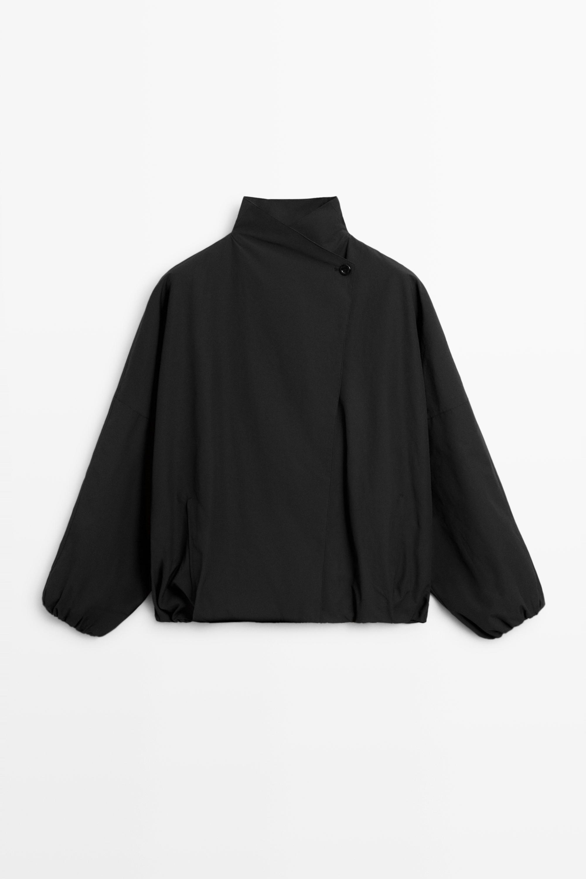 Technical bomber jacket with side button — BLACK