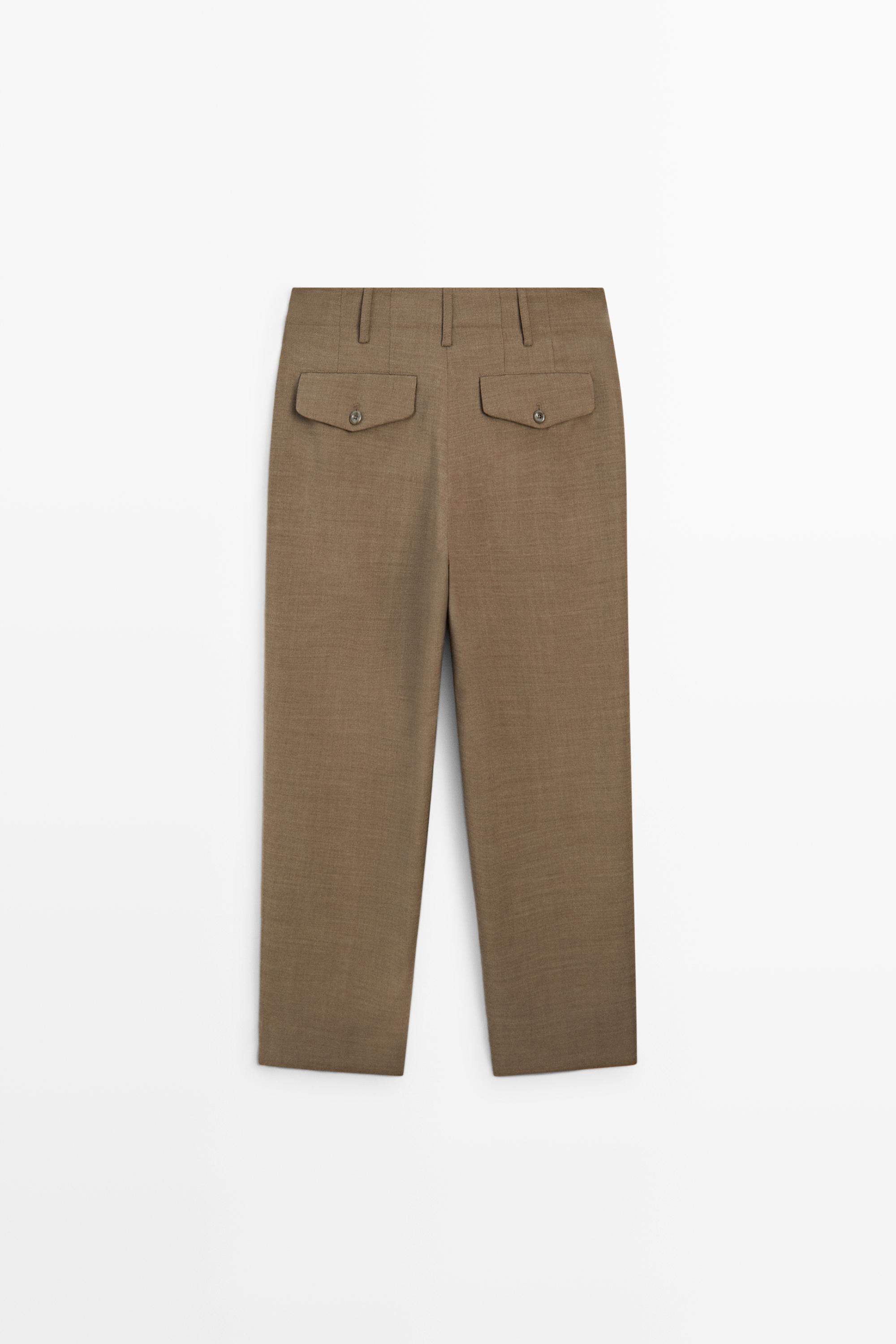 100% Wool Melange Suit Pants — CAMEL