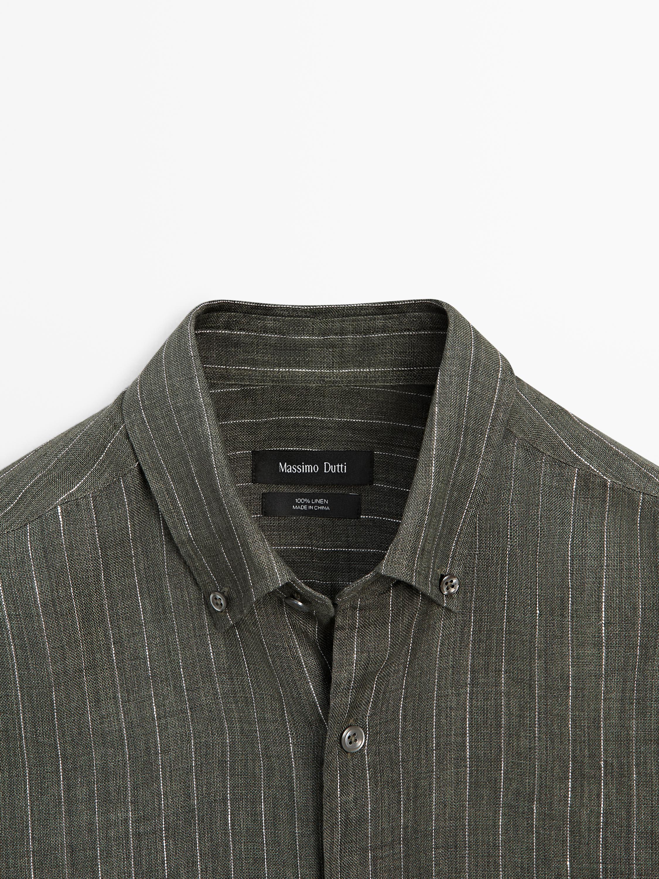 Men's Striped Linen Shirts - Massimo Dutti - US Men's Striped Linen Shirts - Massimo Dutti - US