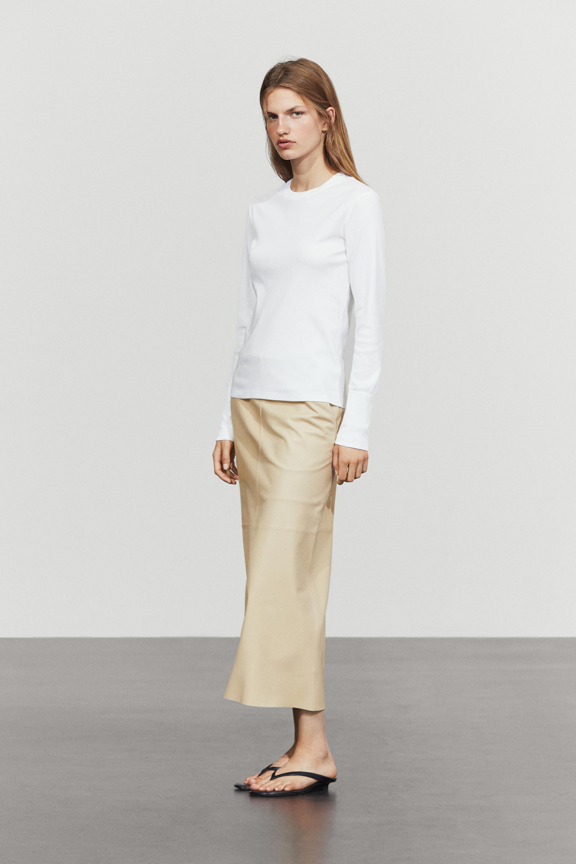 100% cotton long sleeve T-shirt — Off white