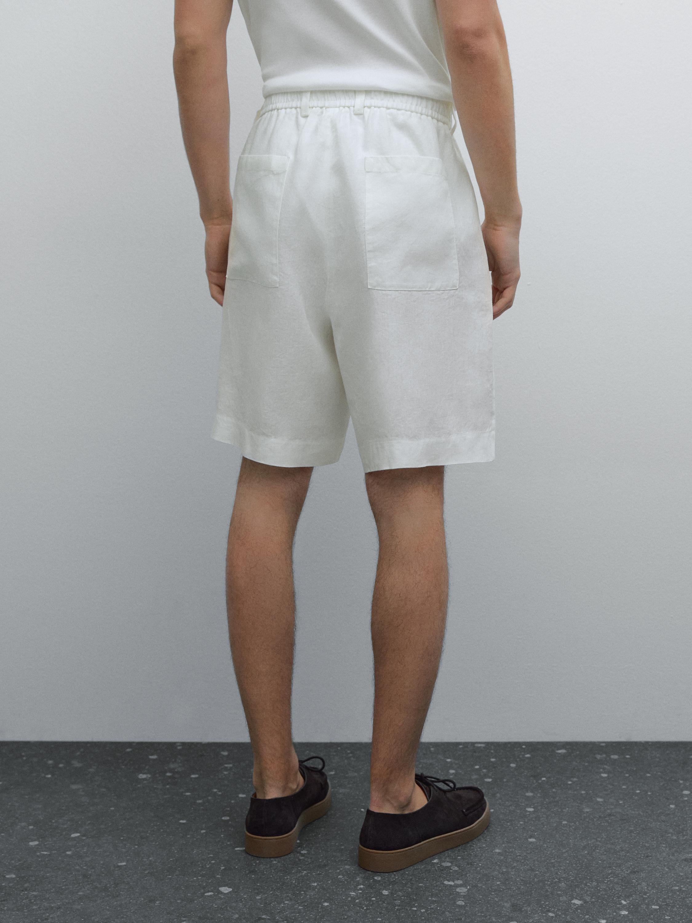 Lightweight 100% linen Bermuda shorts