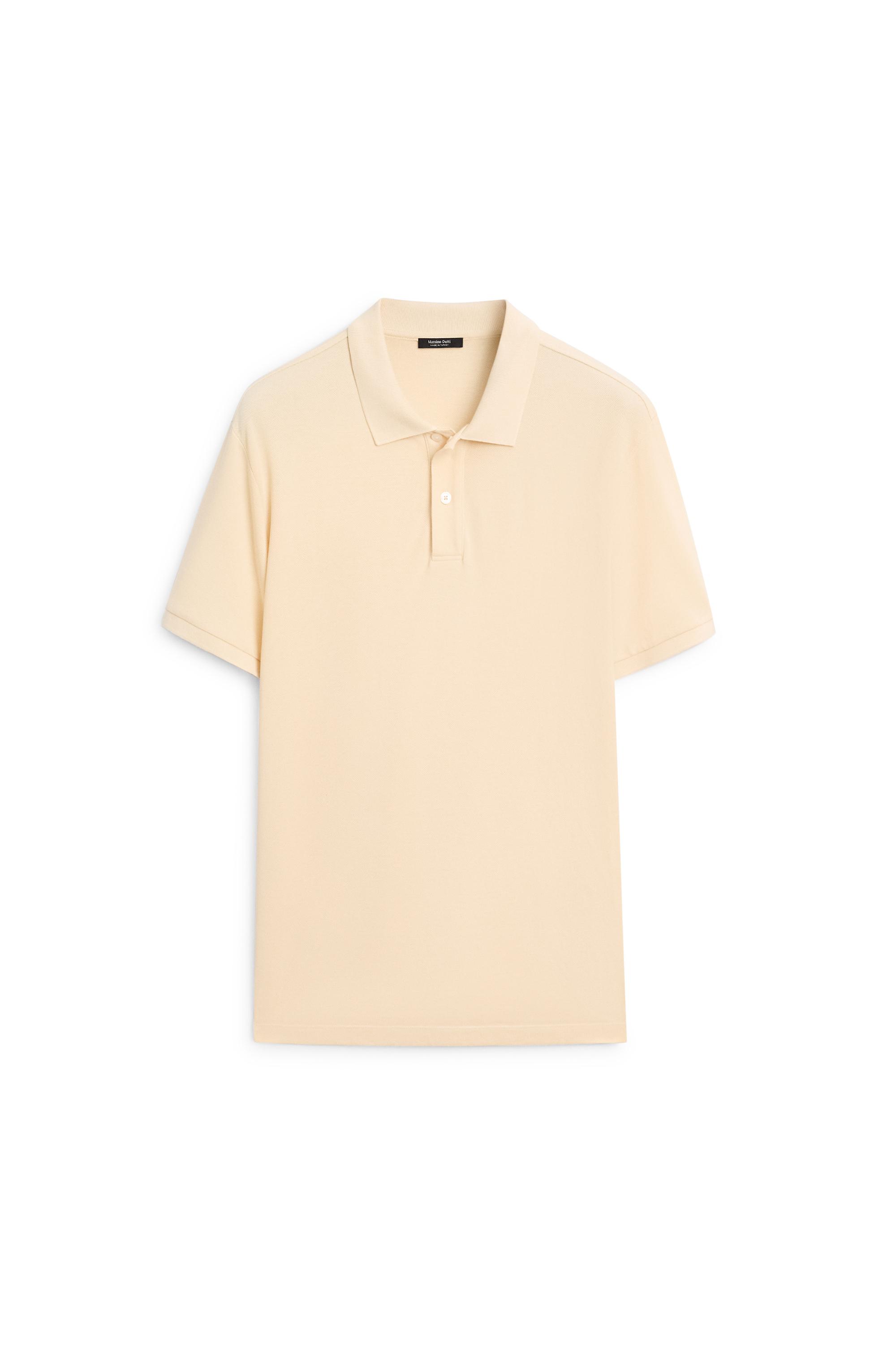 Micro-textured cotton piqué polo shirt — Vanilla