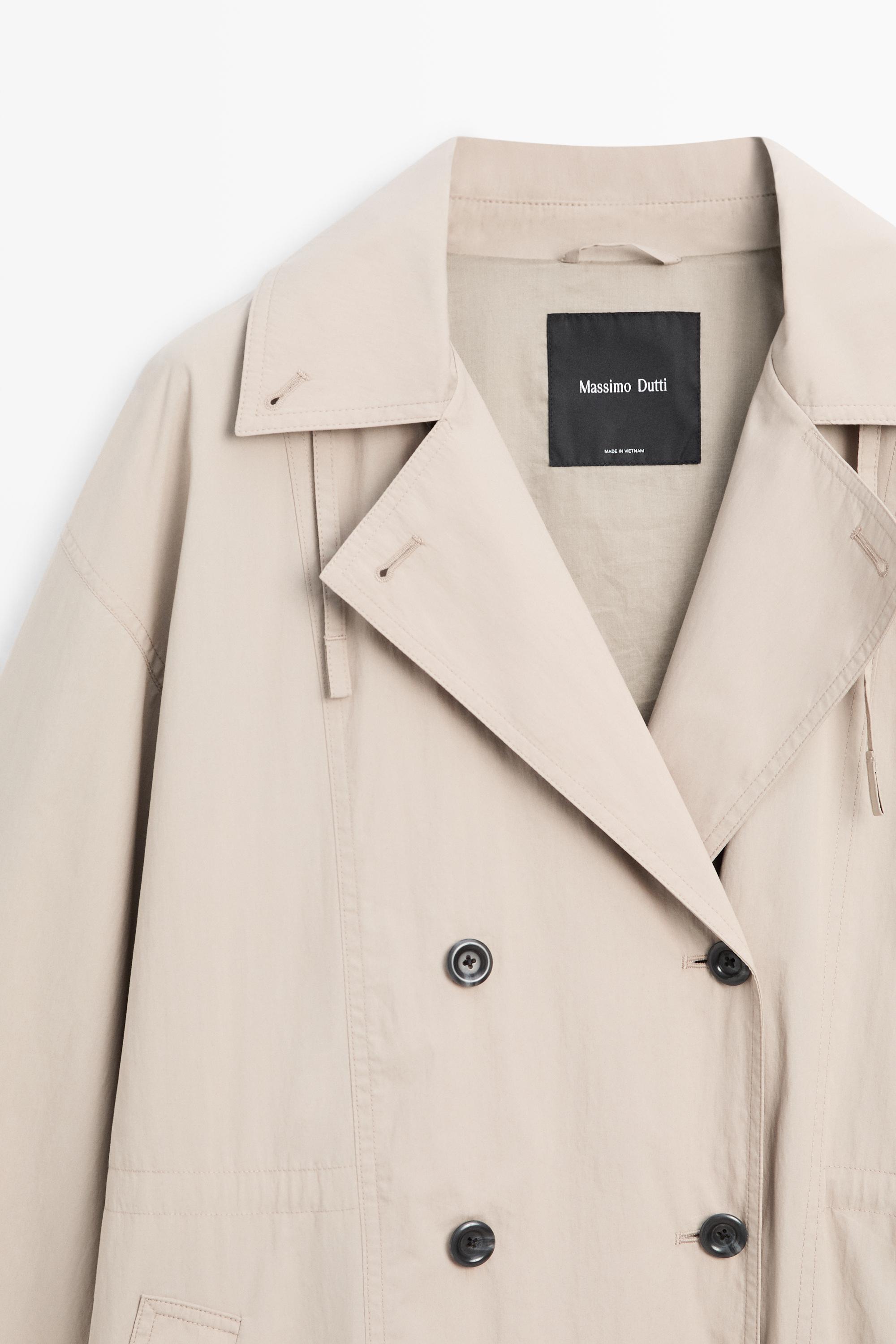 Cotton blend technical trench coat — Pearl grey