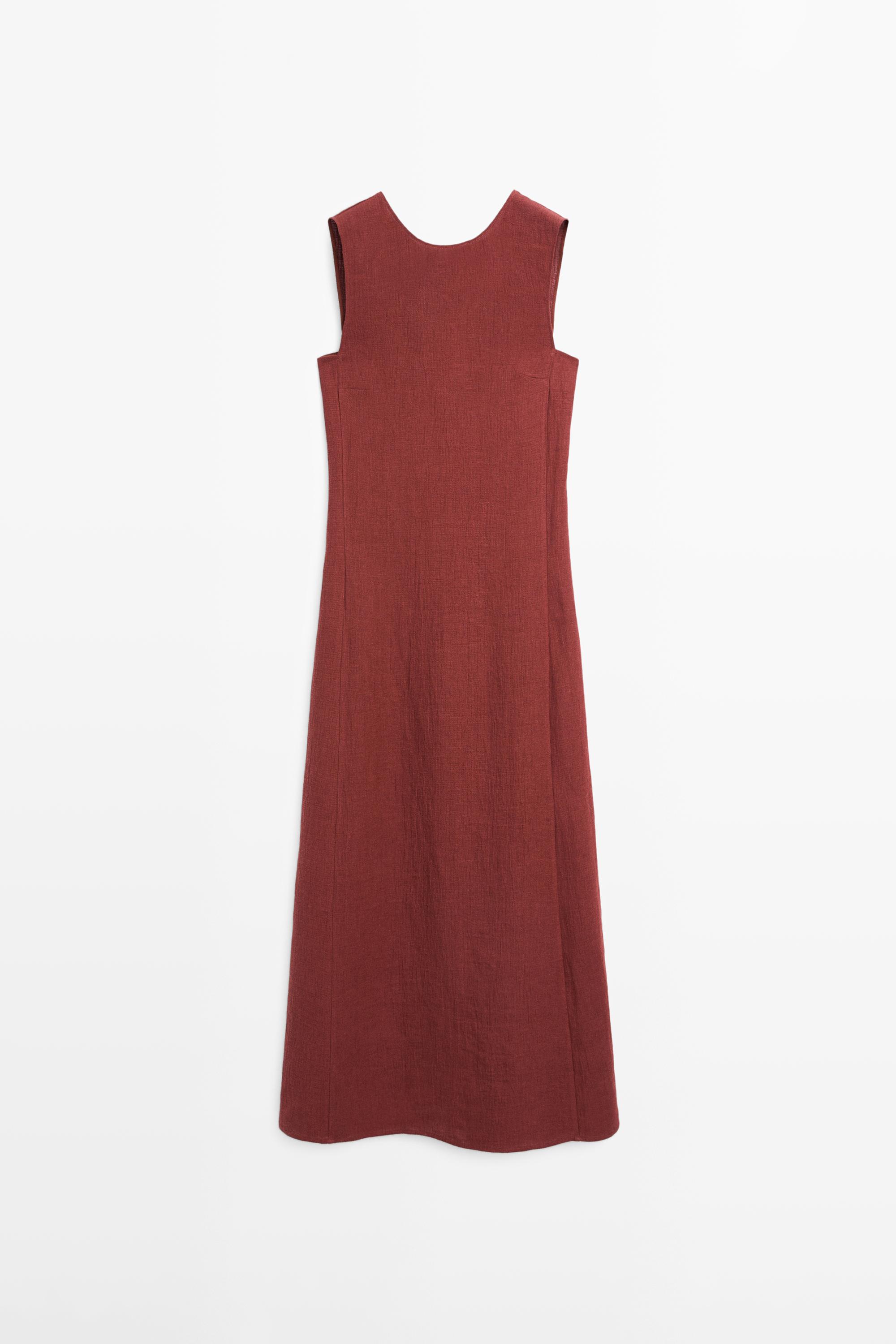 100% linen midi dress