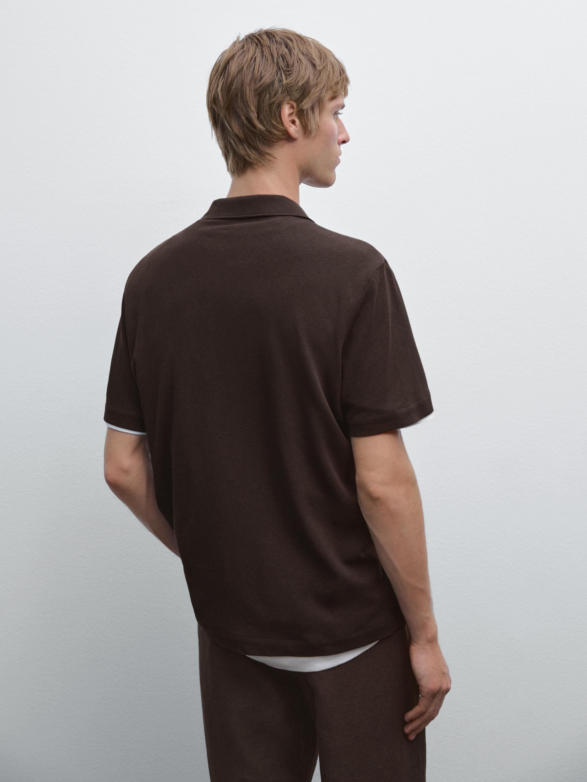 Linen blend short sleeve shirt