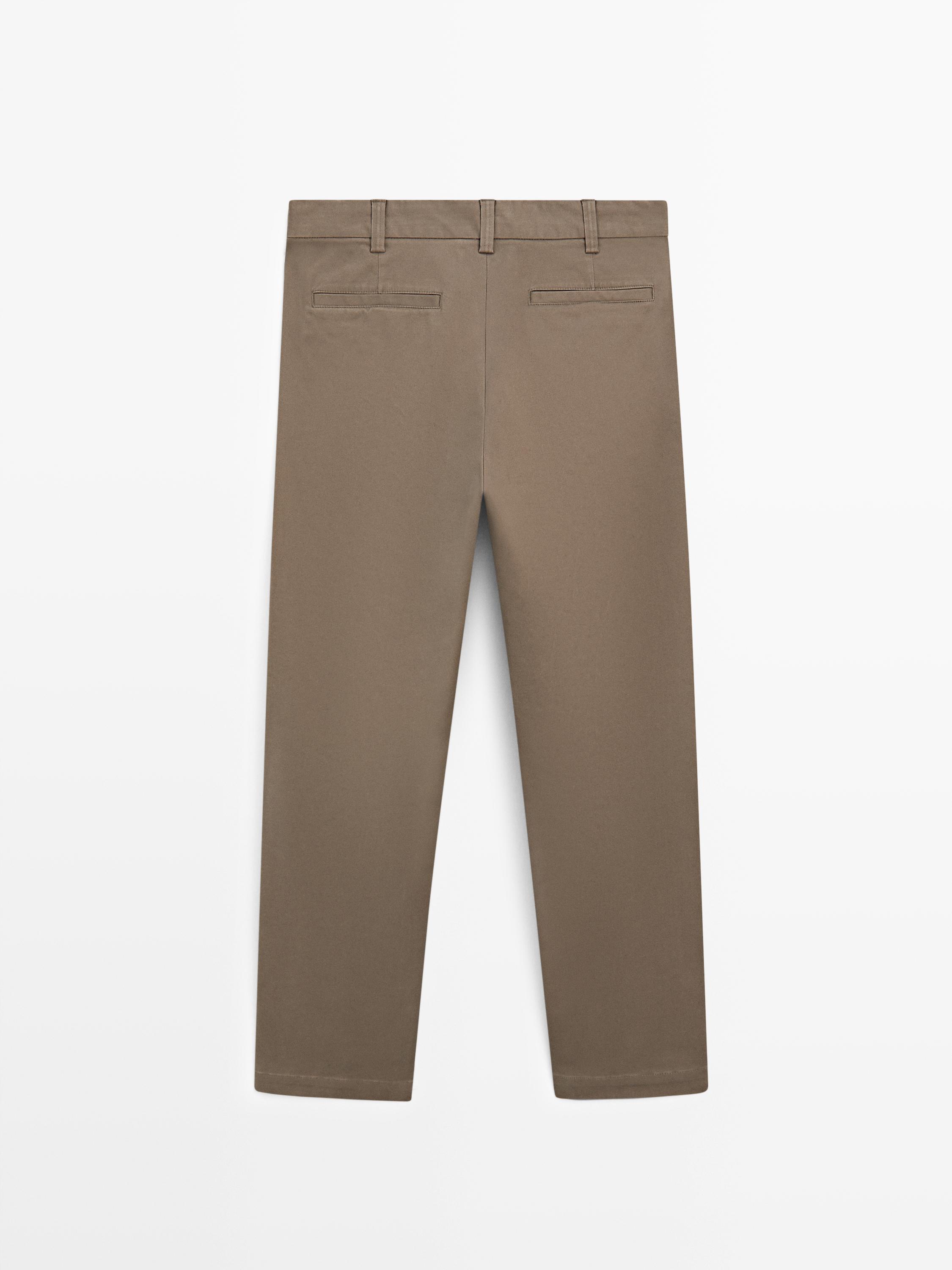 Tapered fit micro textured trousers — MINK