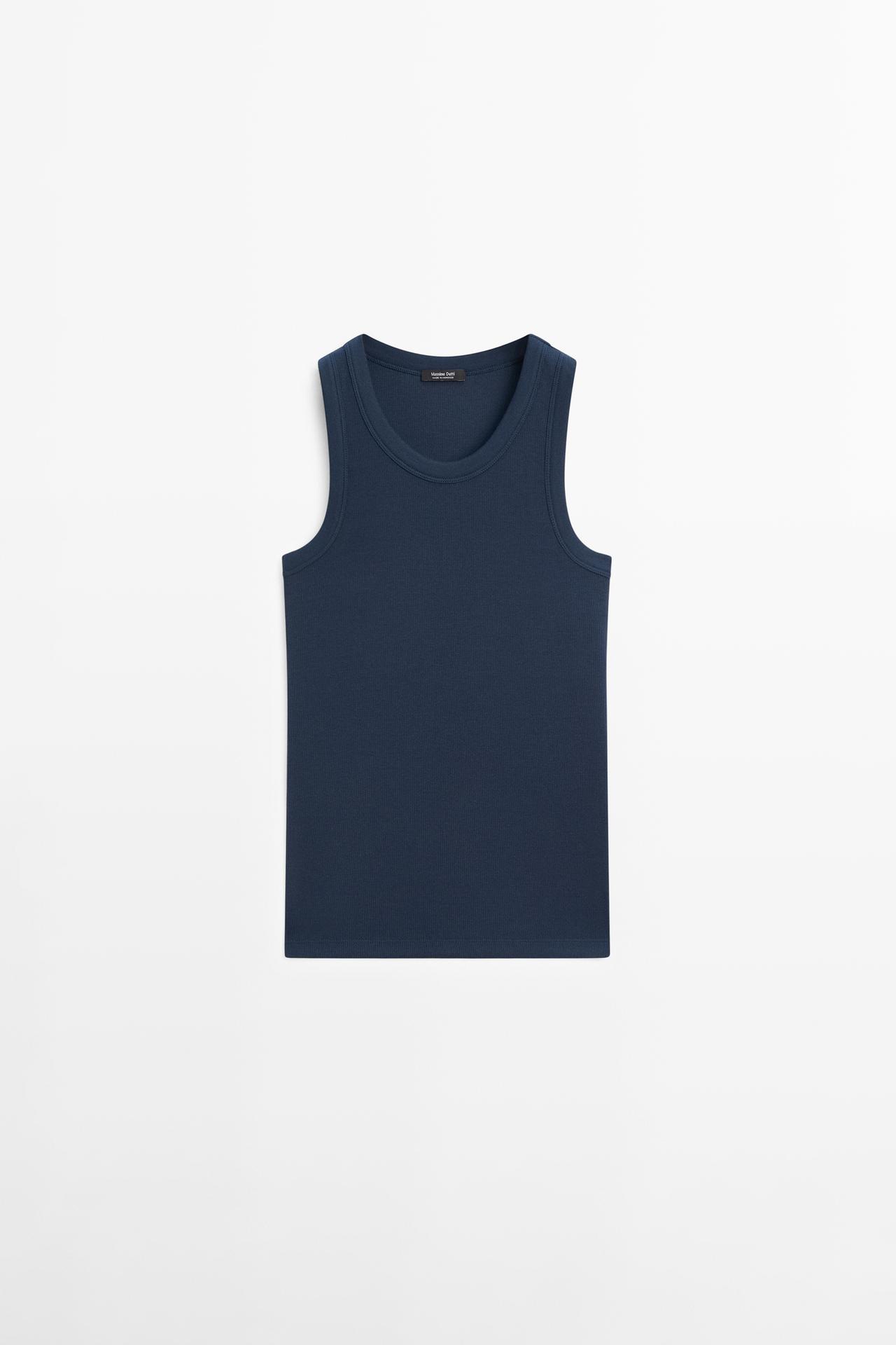 Cotton blend halter top — NAVY BLUE