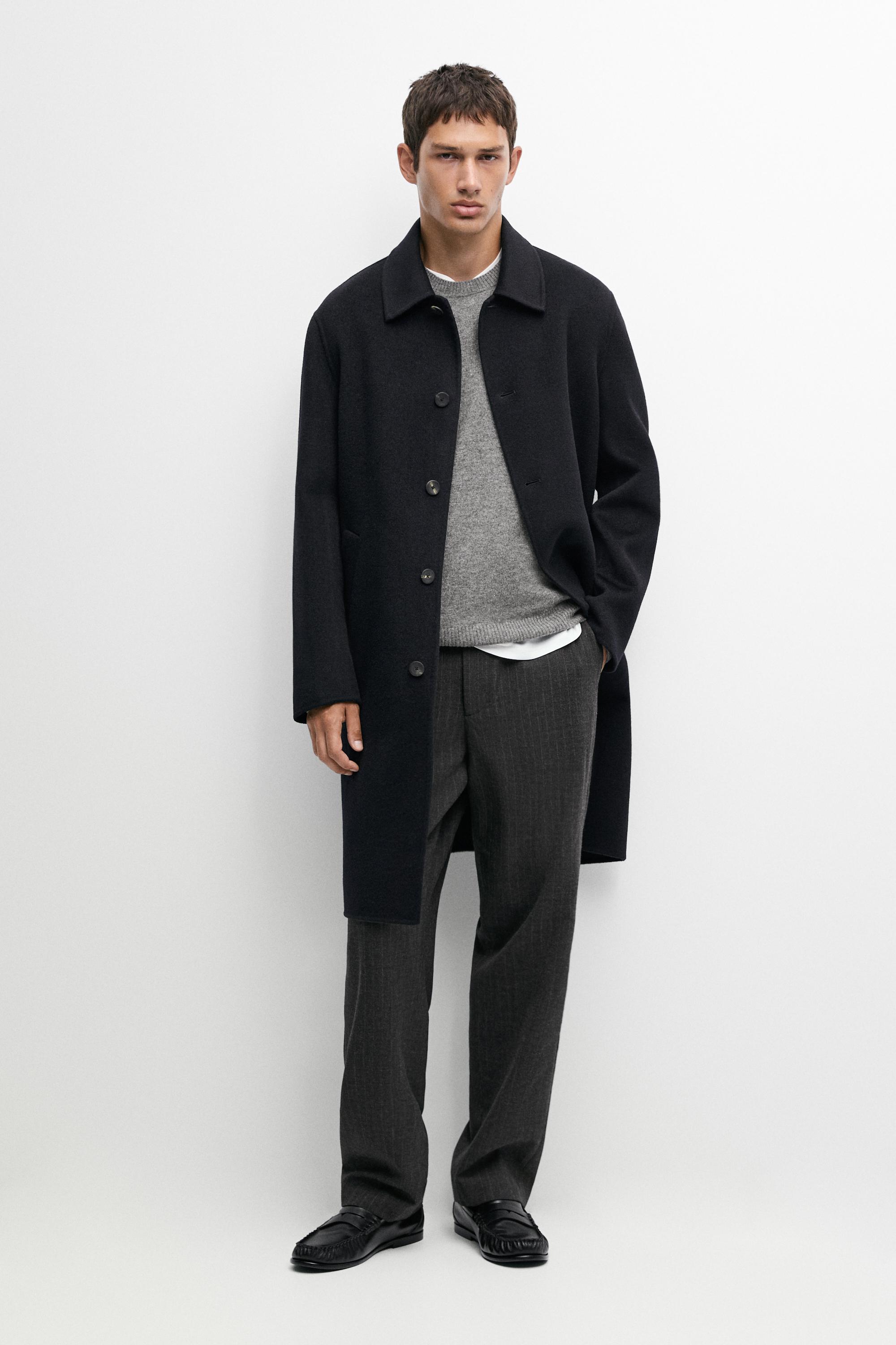 Manteau long tissu double laine