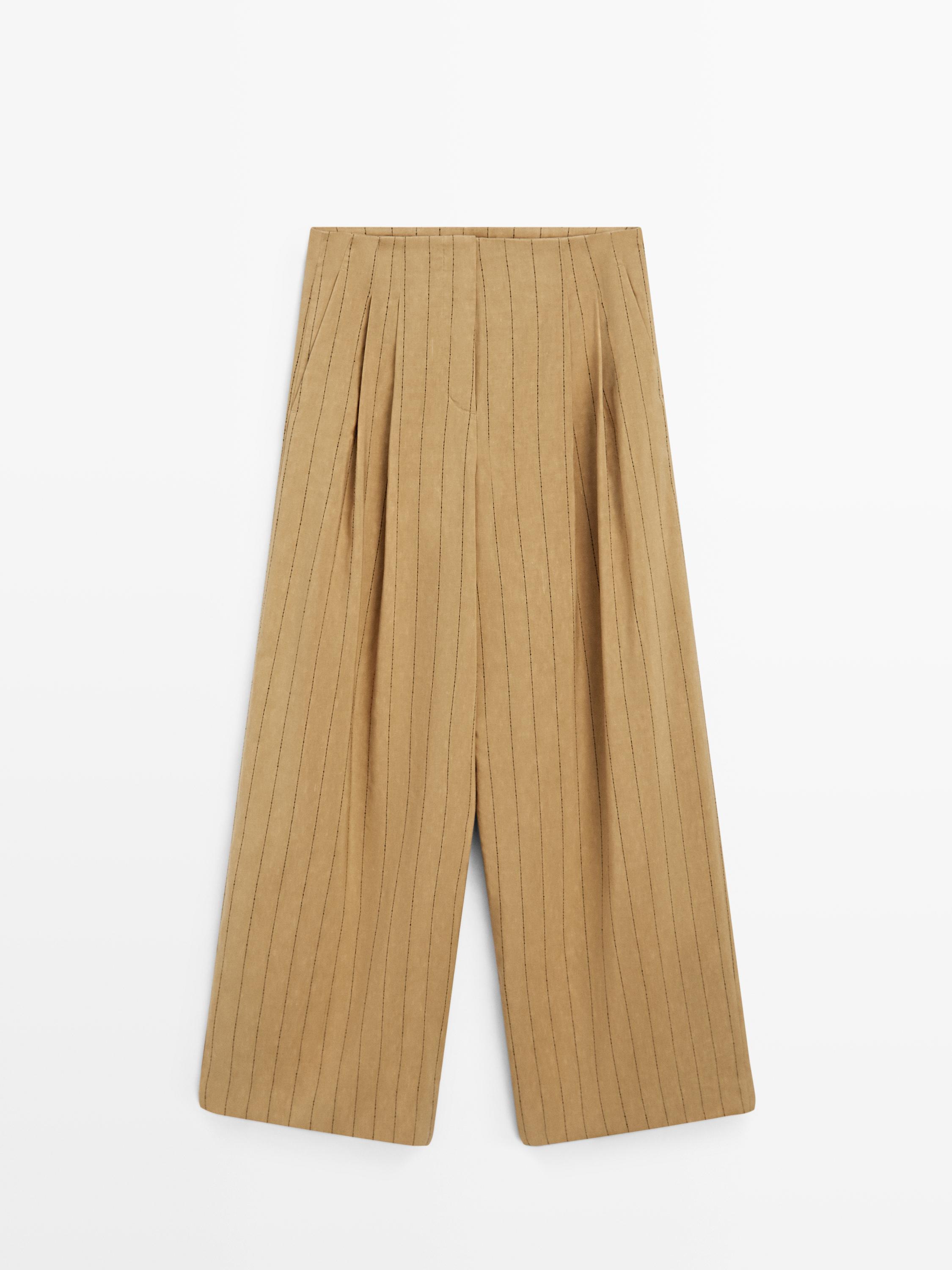 Darted wide-leg trousers — MUSTARD YELLOW