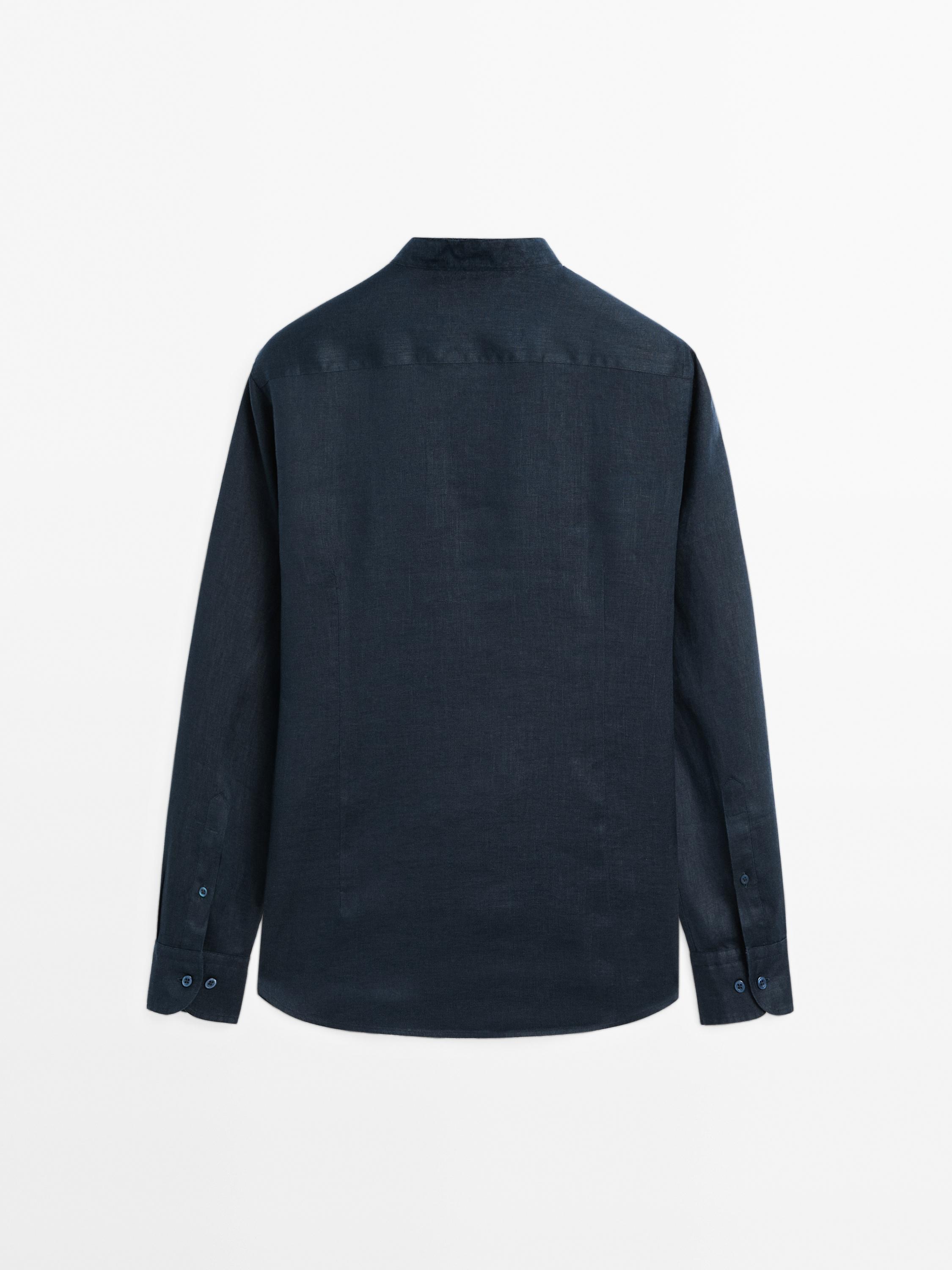 Regular-fit shirt with stand collar