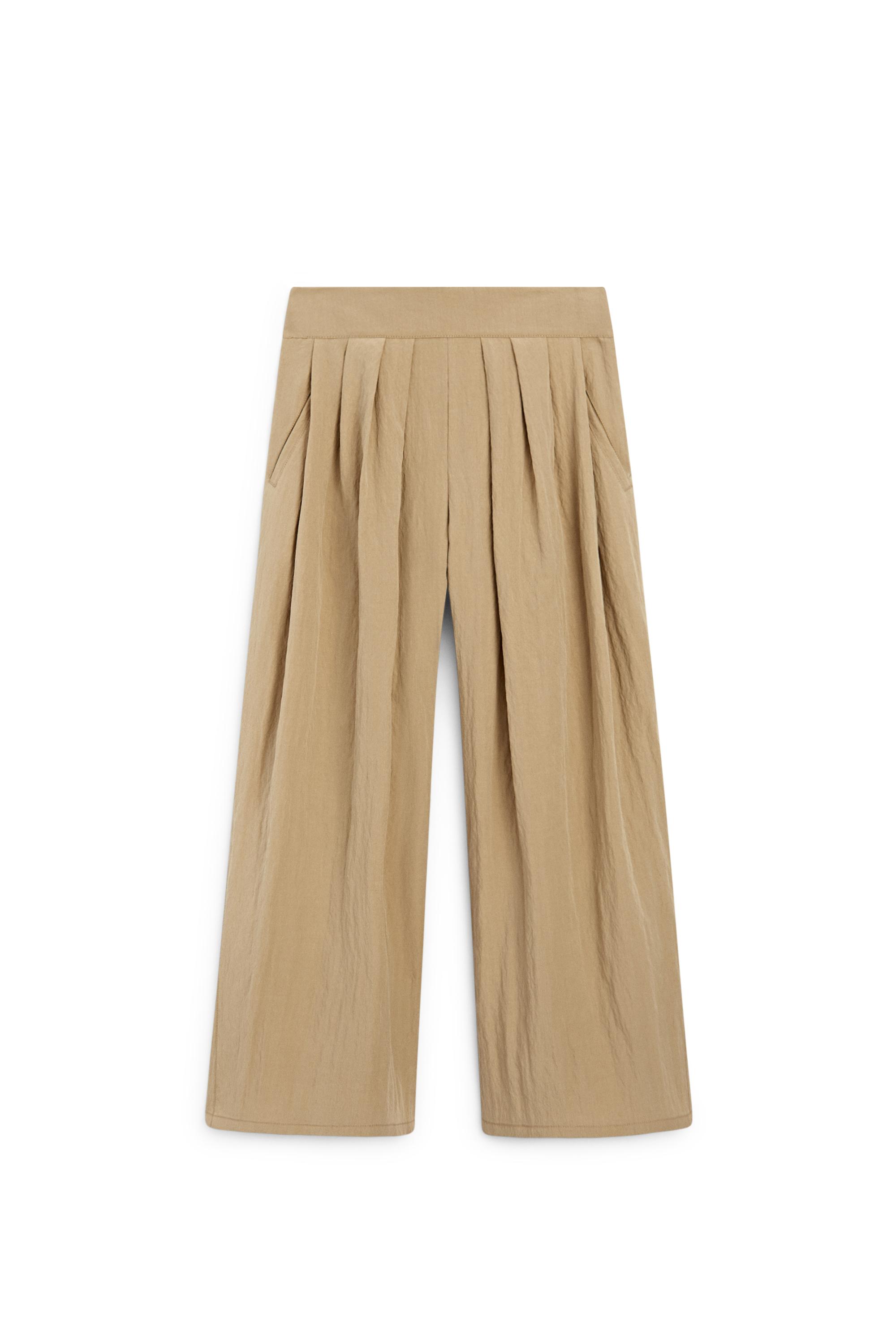 Palazzo trousers with box pleats — CAMEL