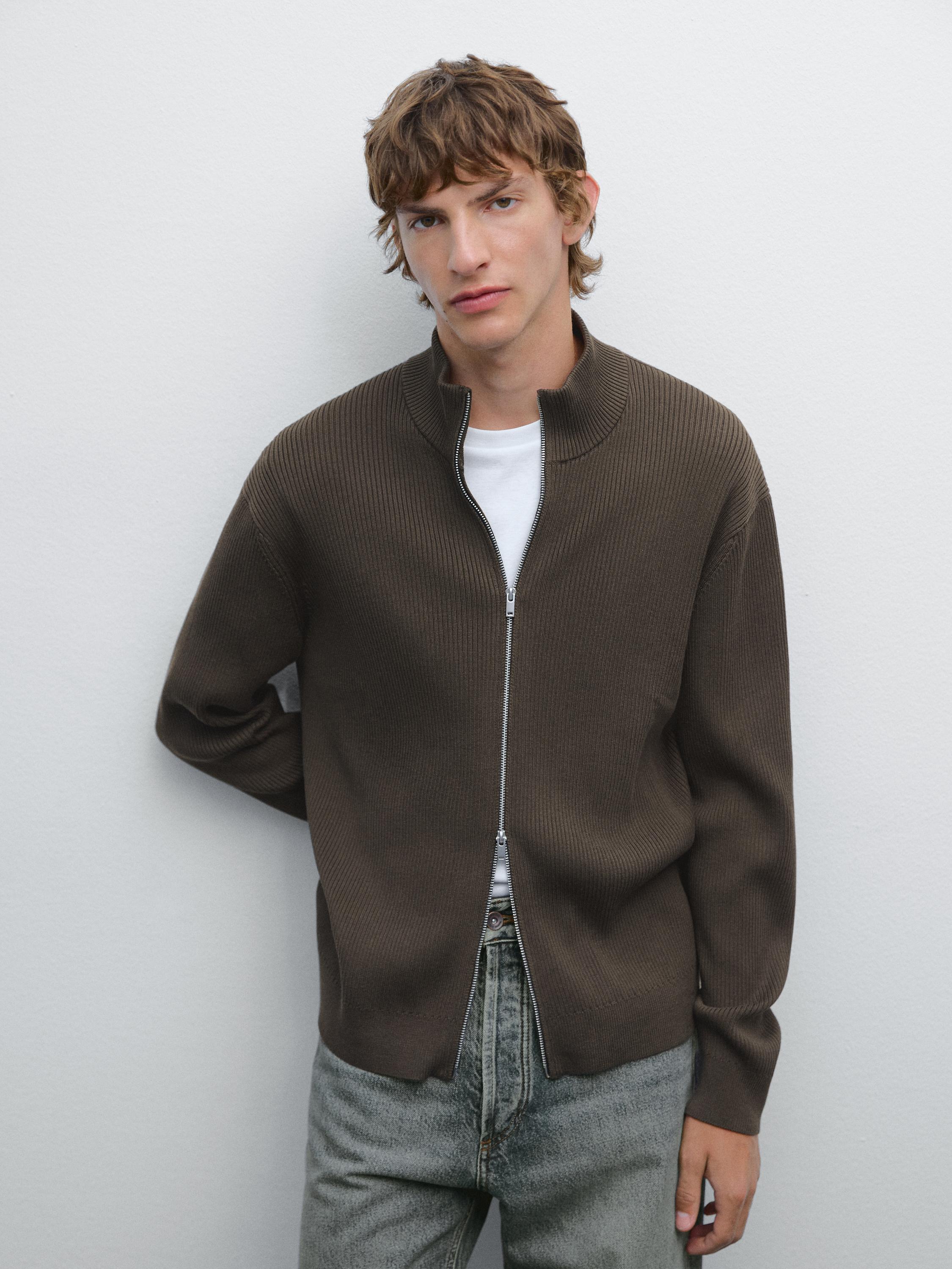 100% cotton zip cardigan