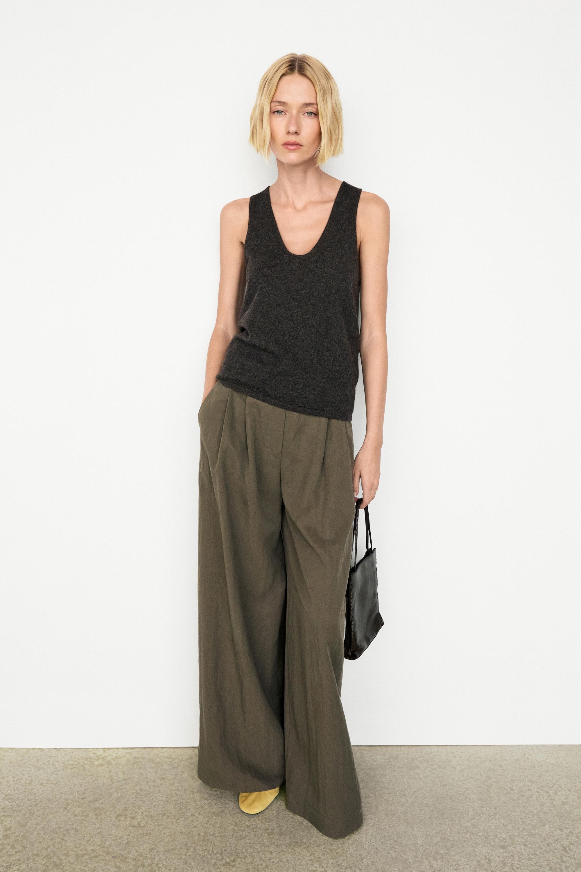 100% Cashmere Knit Top — GREY