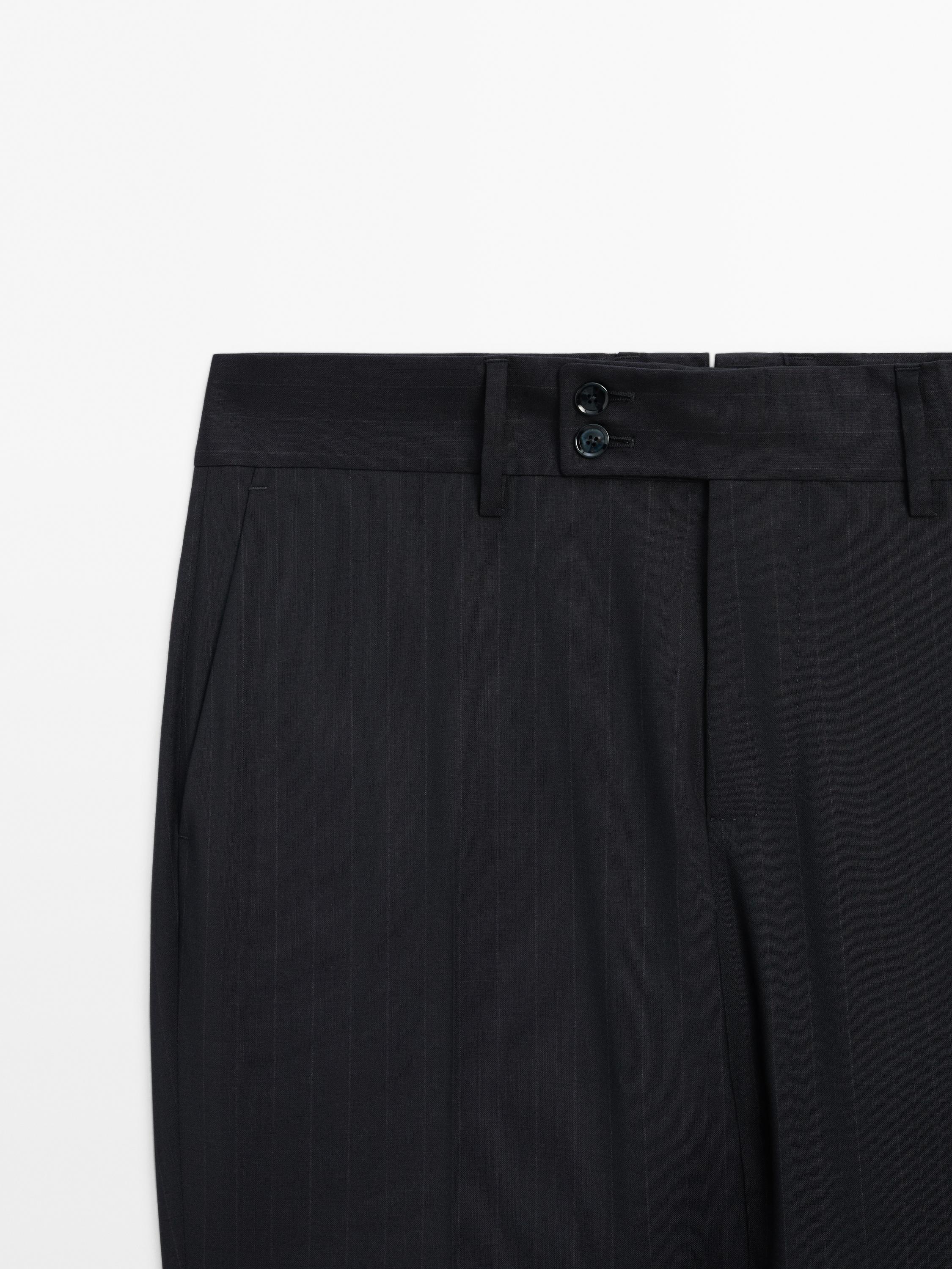 Regular fit pinstripe suit trousers