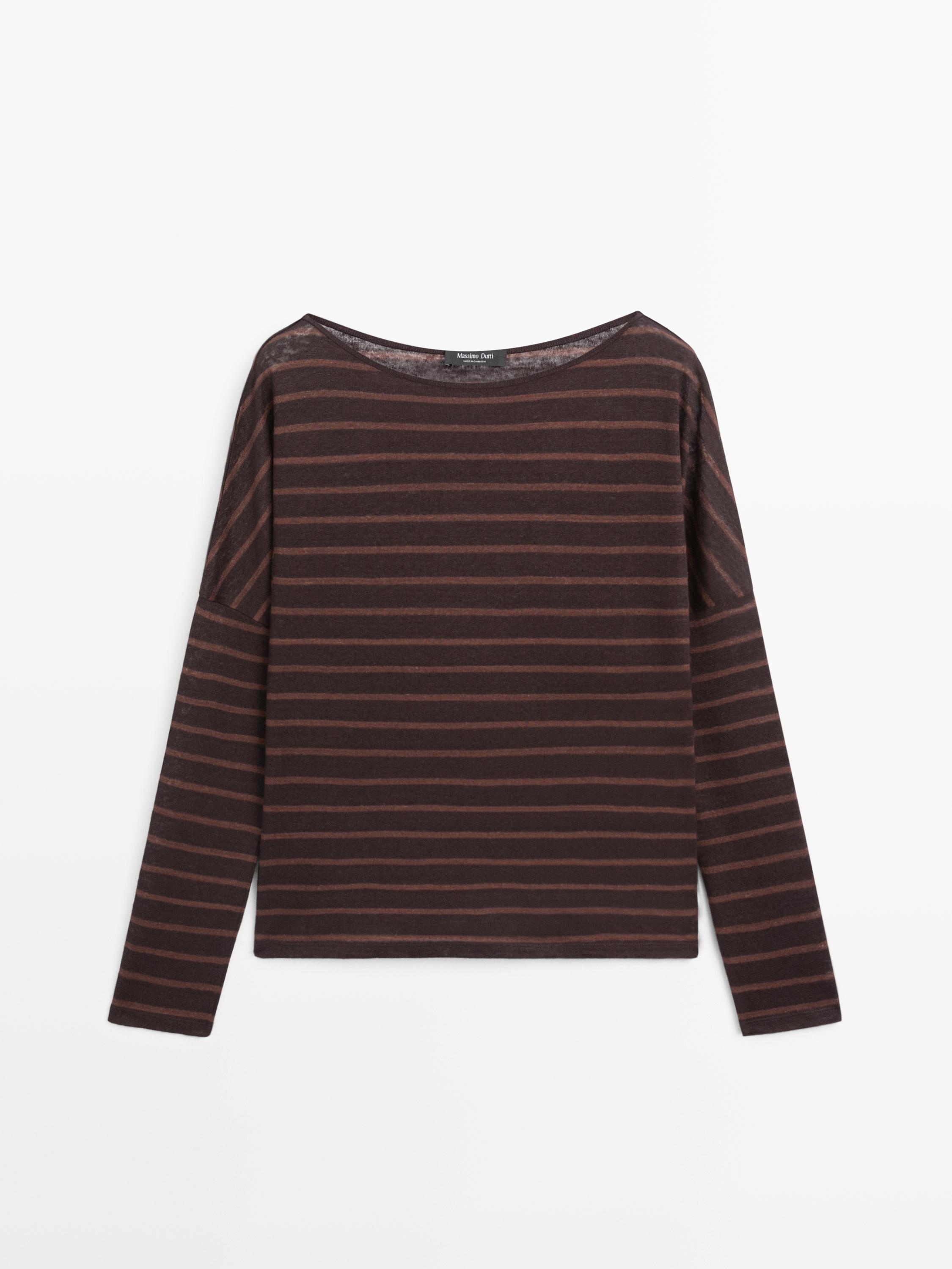 Striped linen knit T-shirt