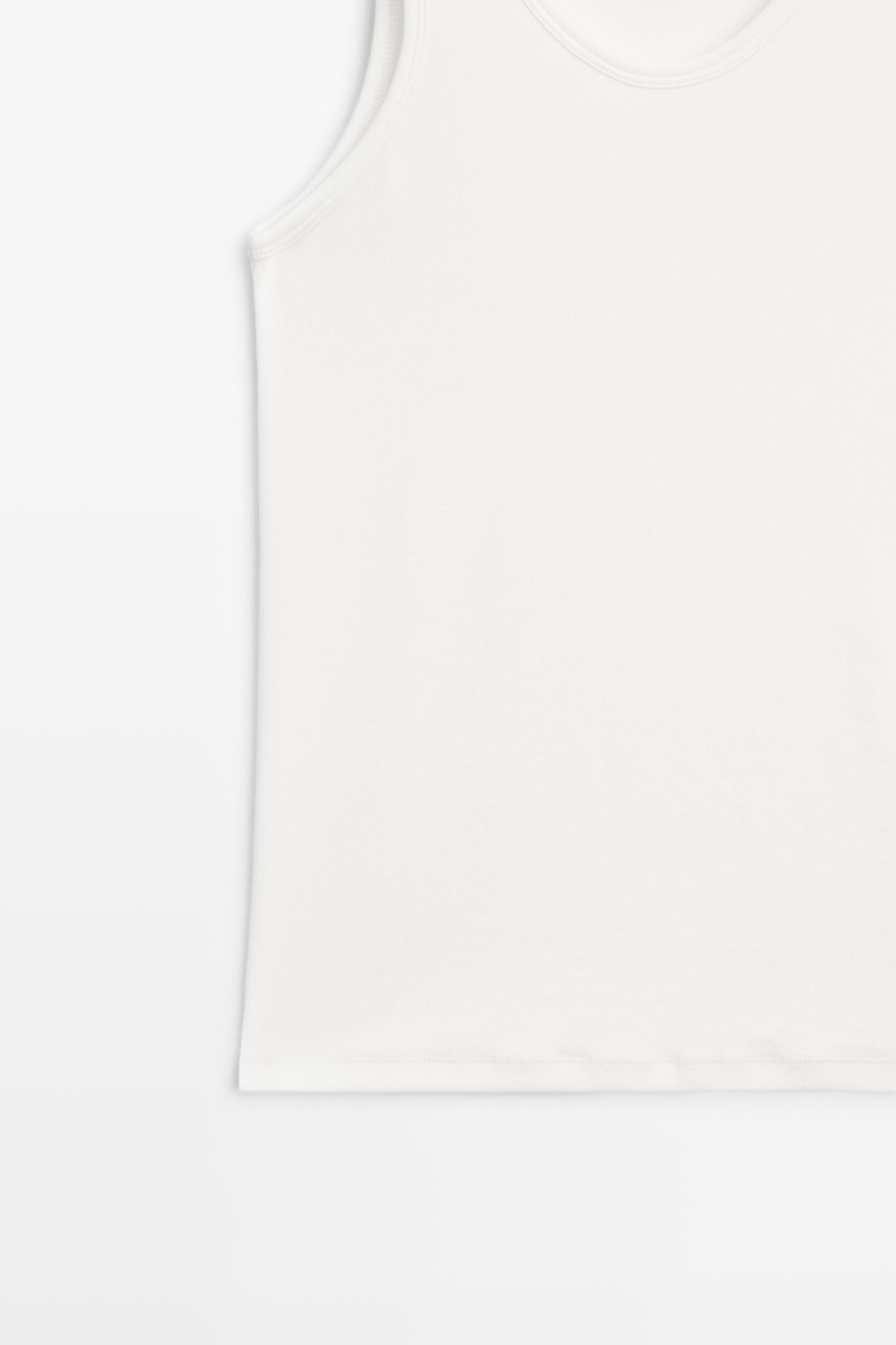 Cotton blend crew neck T-shirt — WHITE