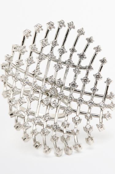 Panoramic rhinestone ring — SILVER 3