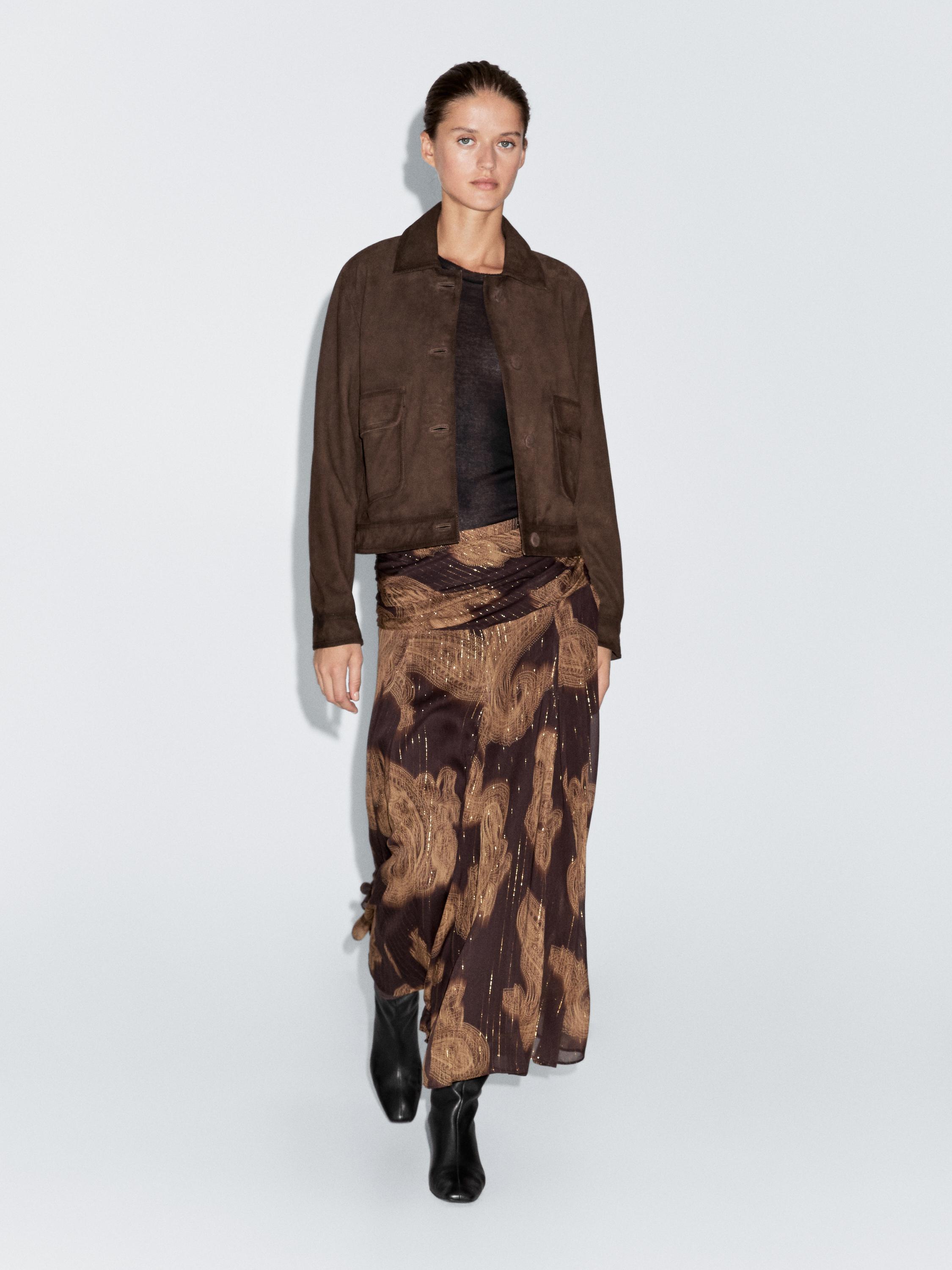 Flowing paisley print midi skirt