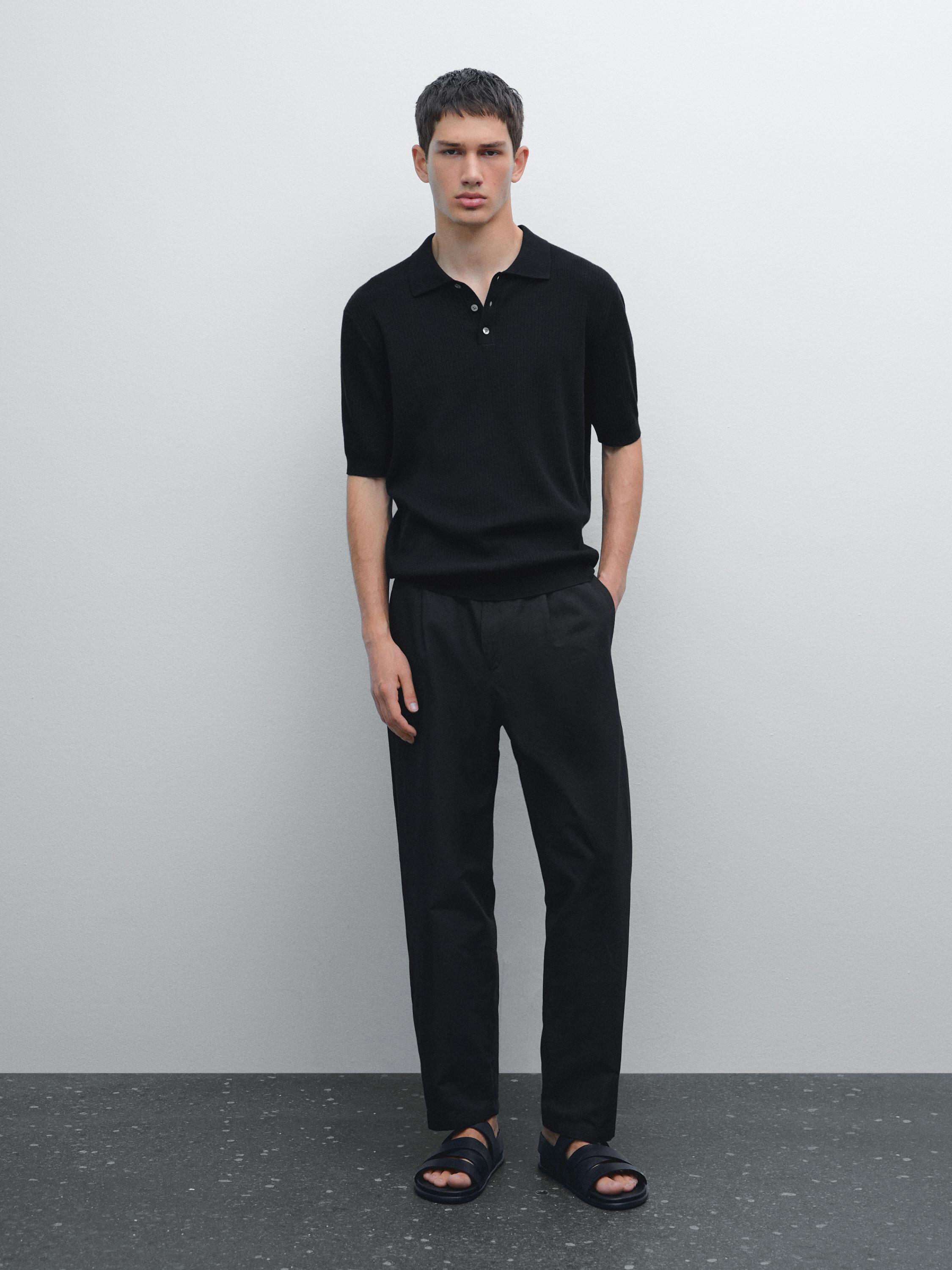 100% cotton ribbed knit polo shirt