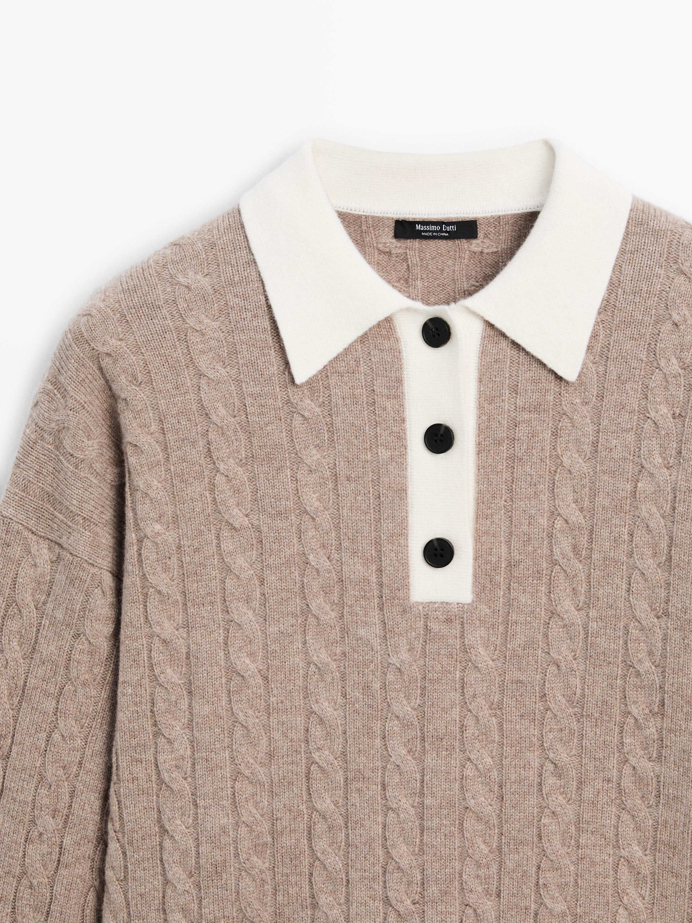 Pullover aus Wollmischgewebe mit Polokragen