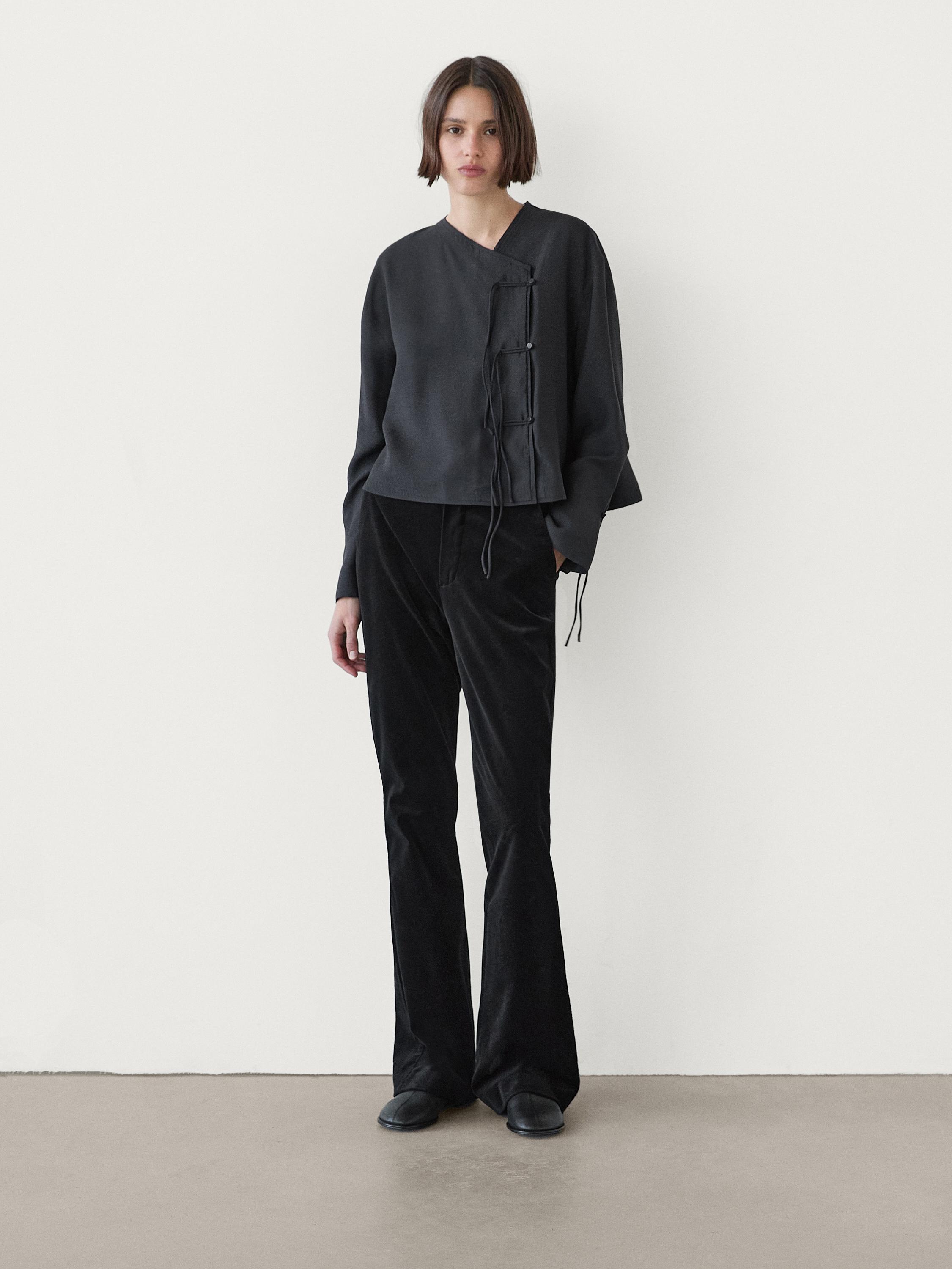 Modal blend shirt with pleat detail