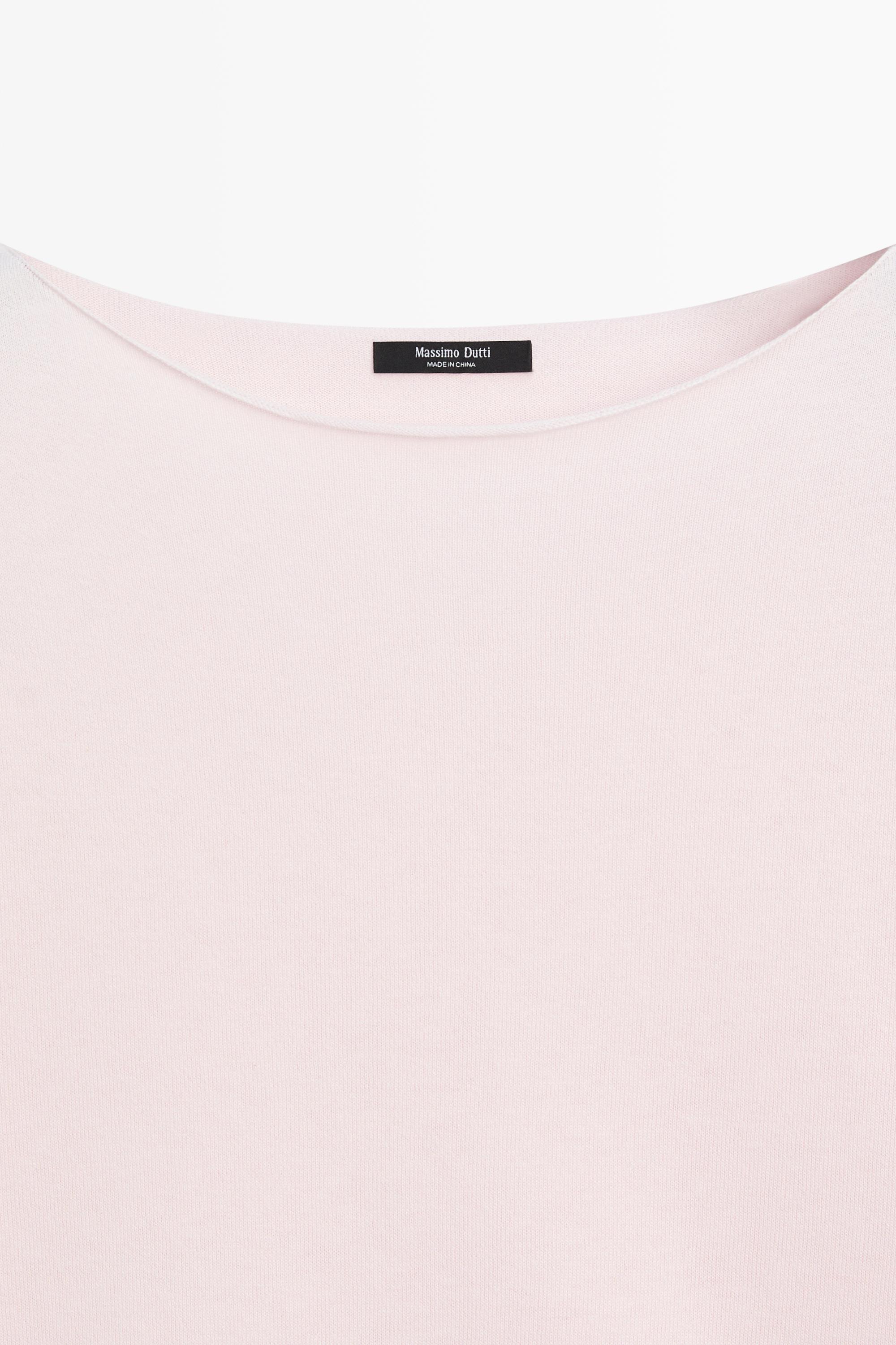 Cotton blend knit sweater — PALE PINK