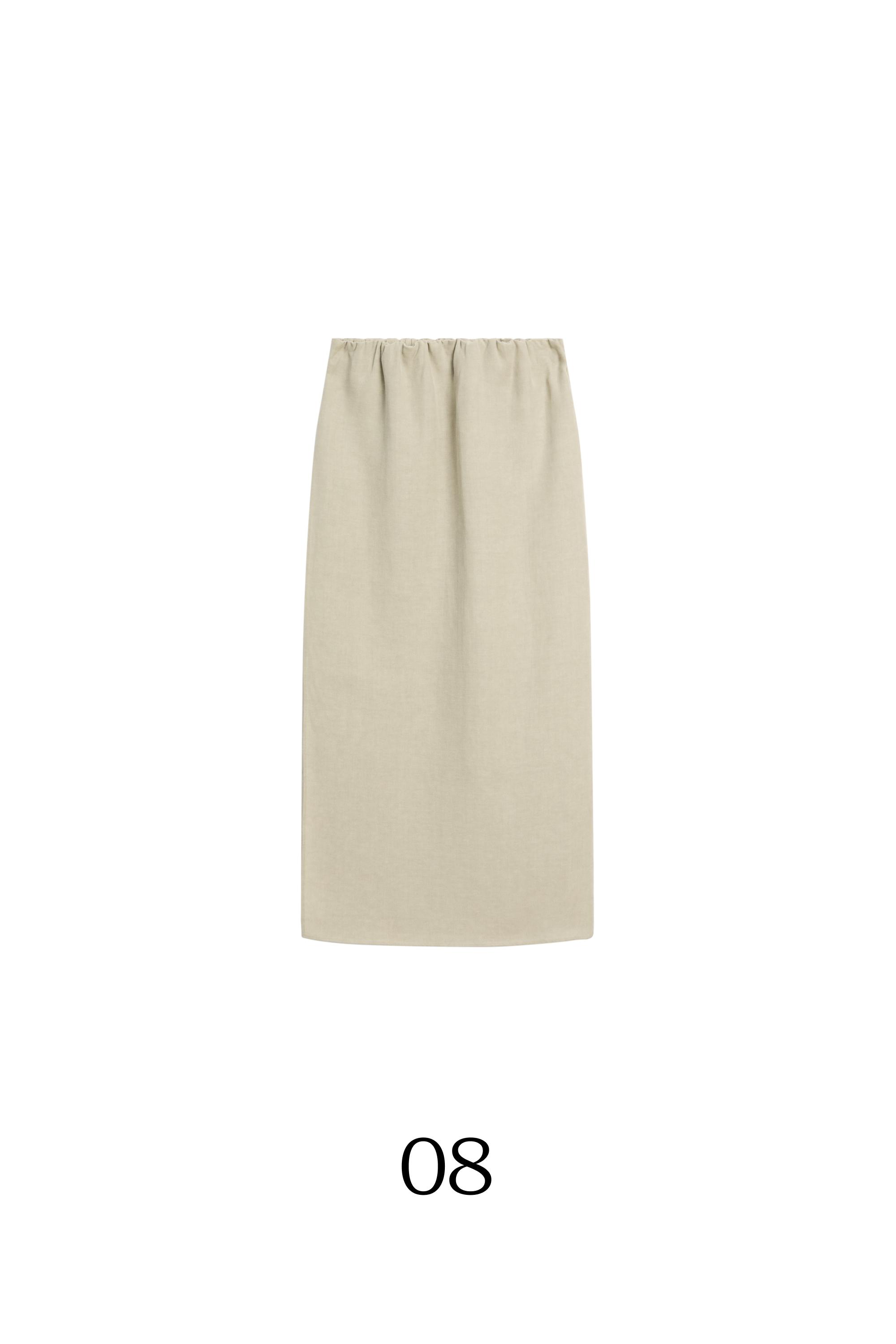 Double-layer midi skirt - STUDIO — PALE KHAKI