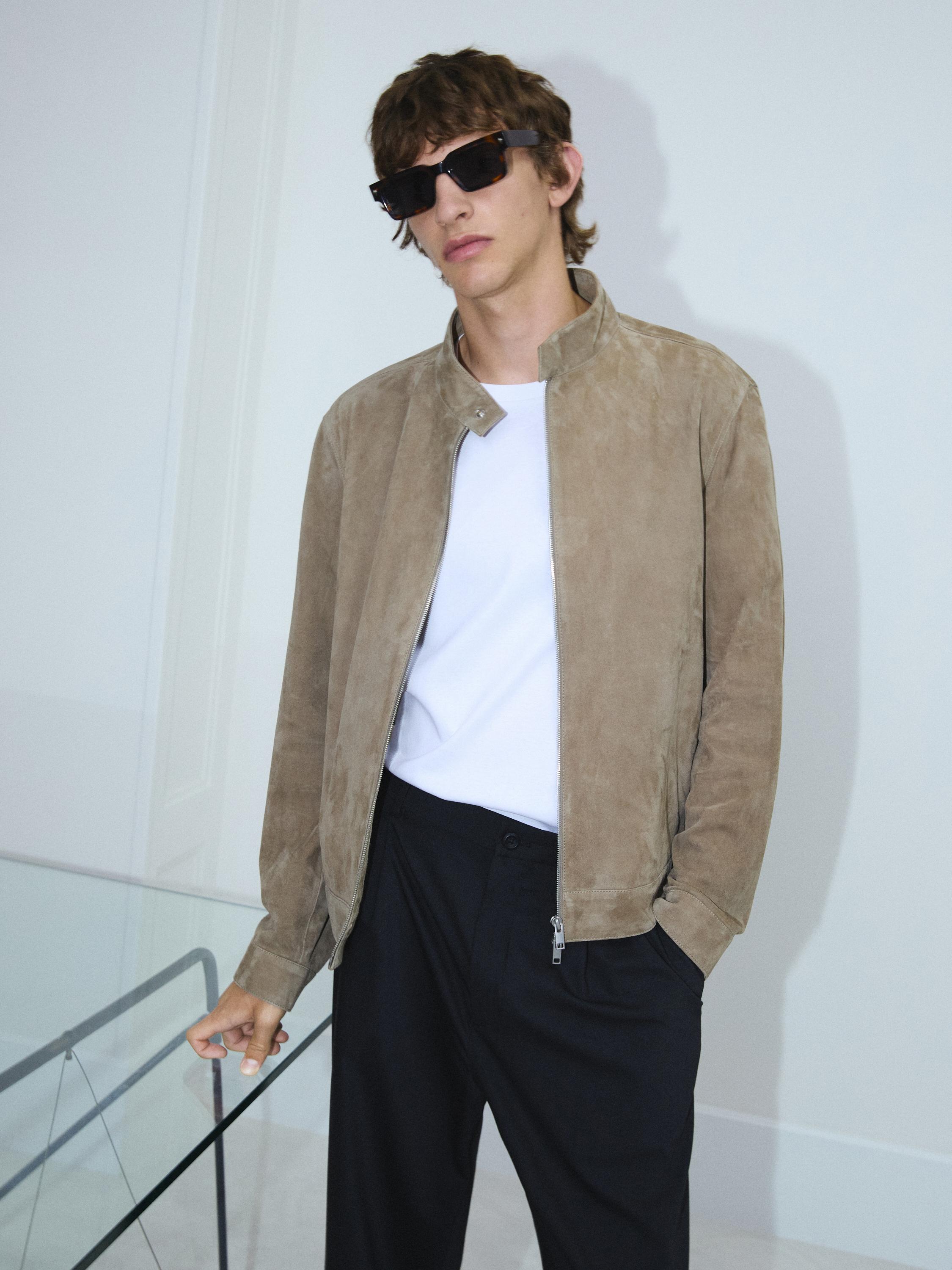 Short suede goatskin jacket