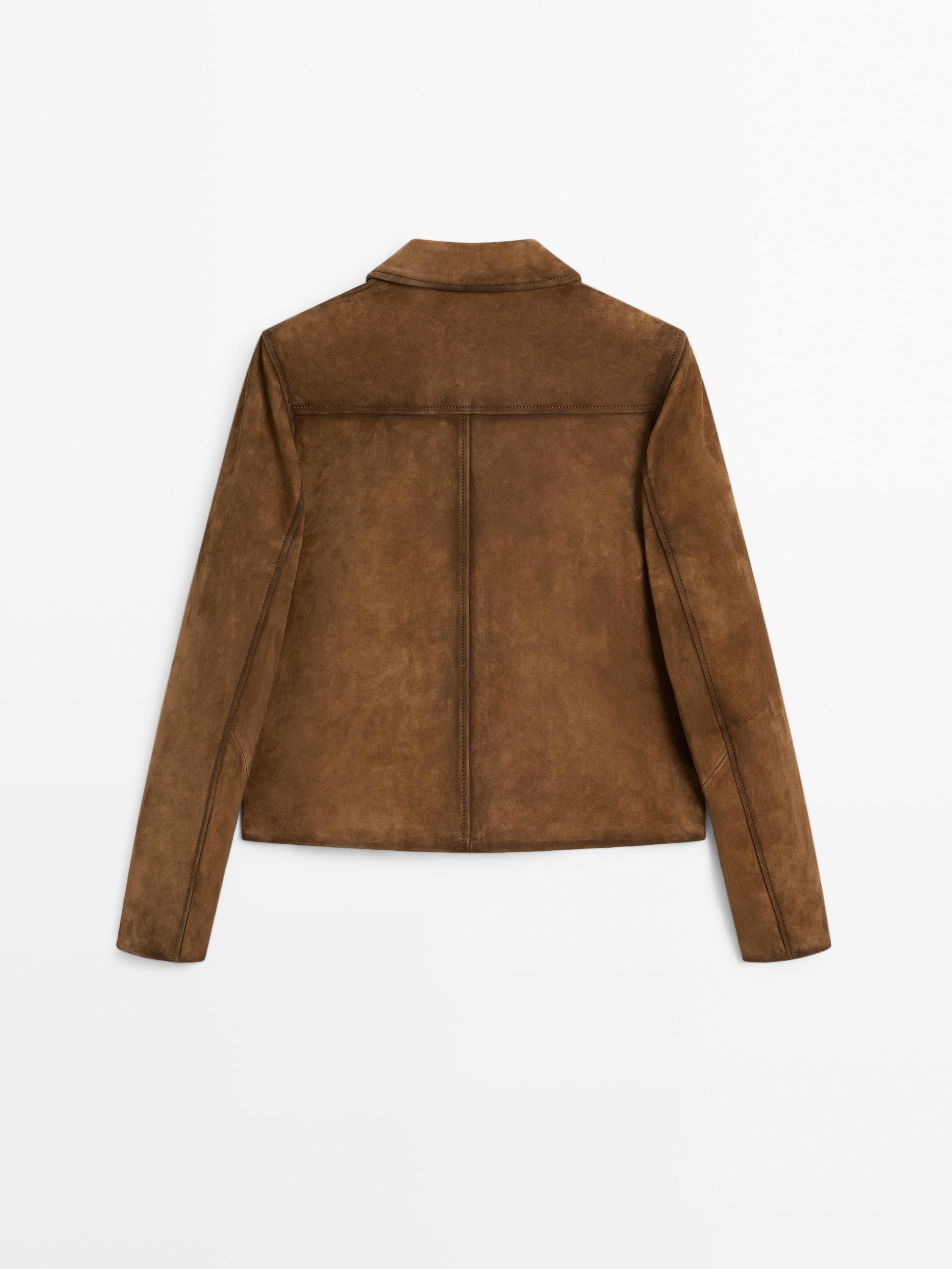 Suede leather jacket with pockets